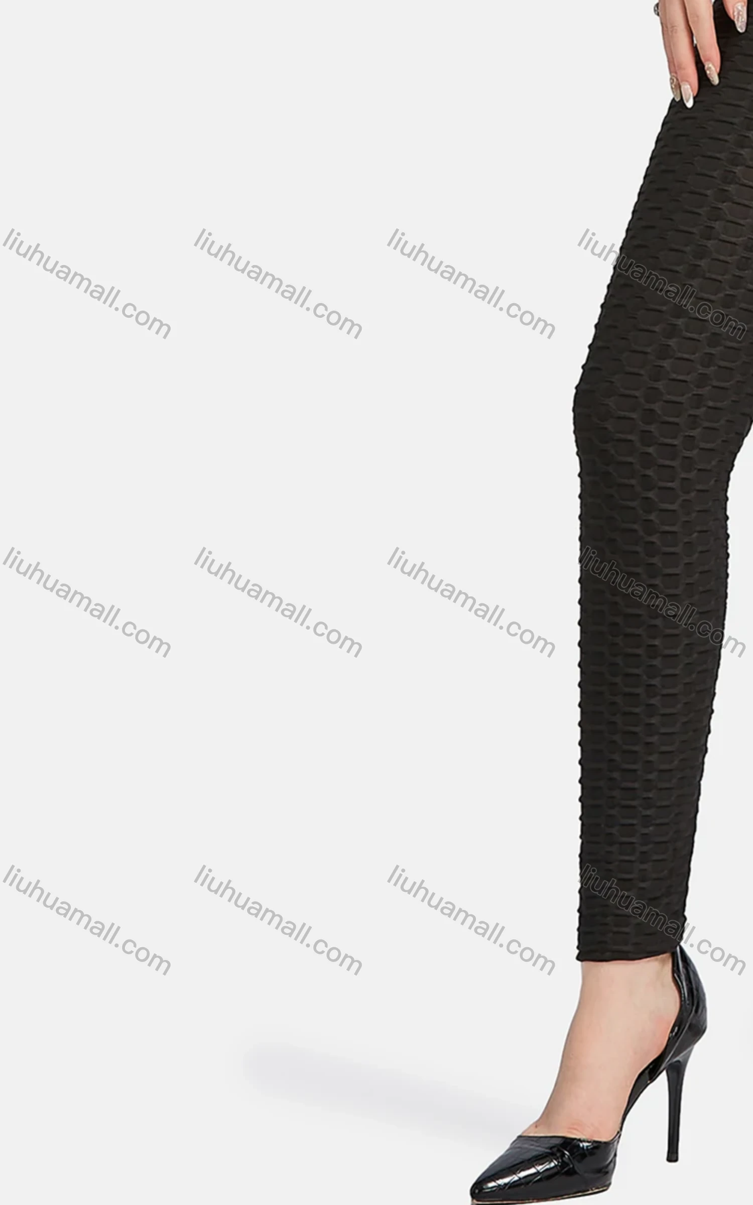 Wholesale Honeycomb Leggings Women's Casual Plain High Waist Texture Leggings - Liuhuamall
