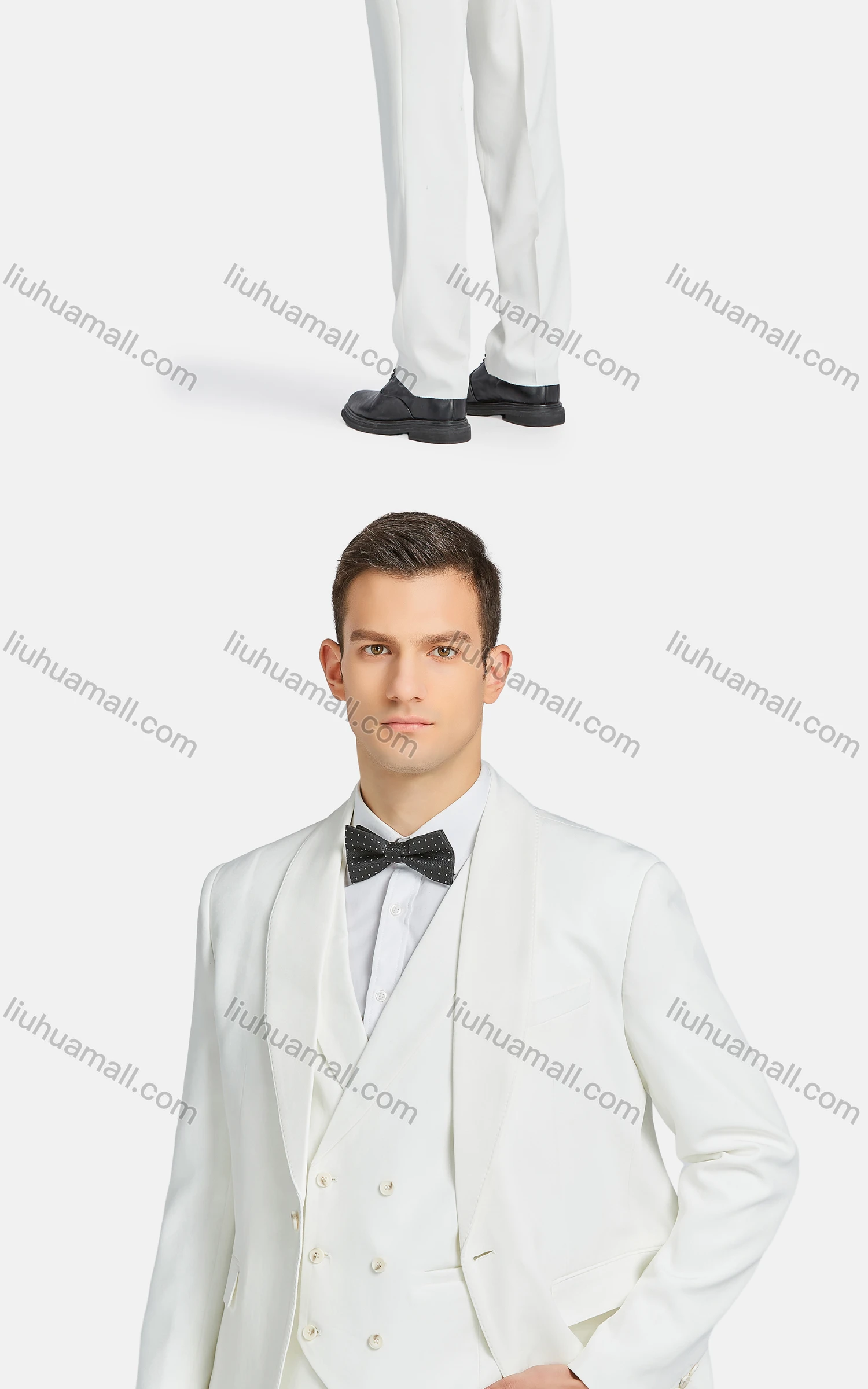 Wholesale Men's Formal Lapel Plain Double Breasted Blazer & Waistcoat & Suit Pants 3-Piece Set B9606-2# - Liuhuamall
