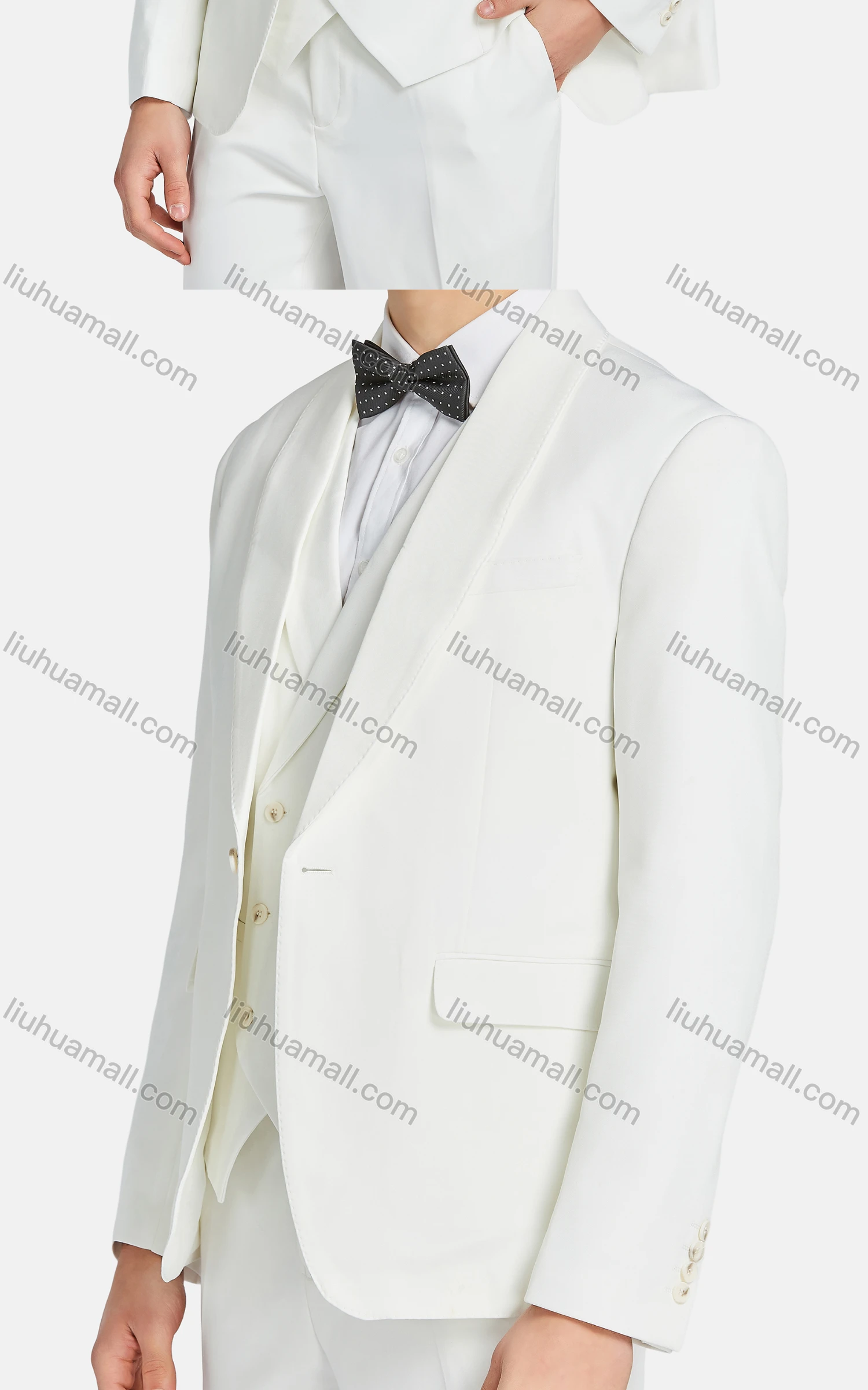 Wholesale Men's Formal Lapel Plain Double Breasted Blazer & Waistcoat & Suit Pants 3-Piece Set B9606-2# - Liuhuamall