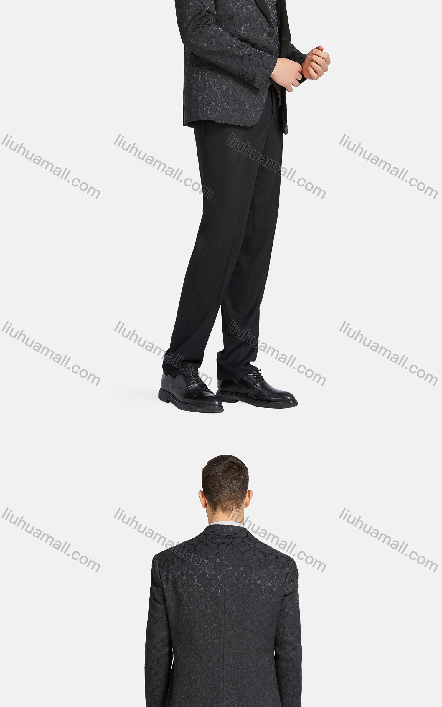 Wholesale Men's Formal Lapel Button Jacquard One Button Blazer & Waistcoat & Suit Pants 3-Piece Set 717-29# - Liuhuamall
