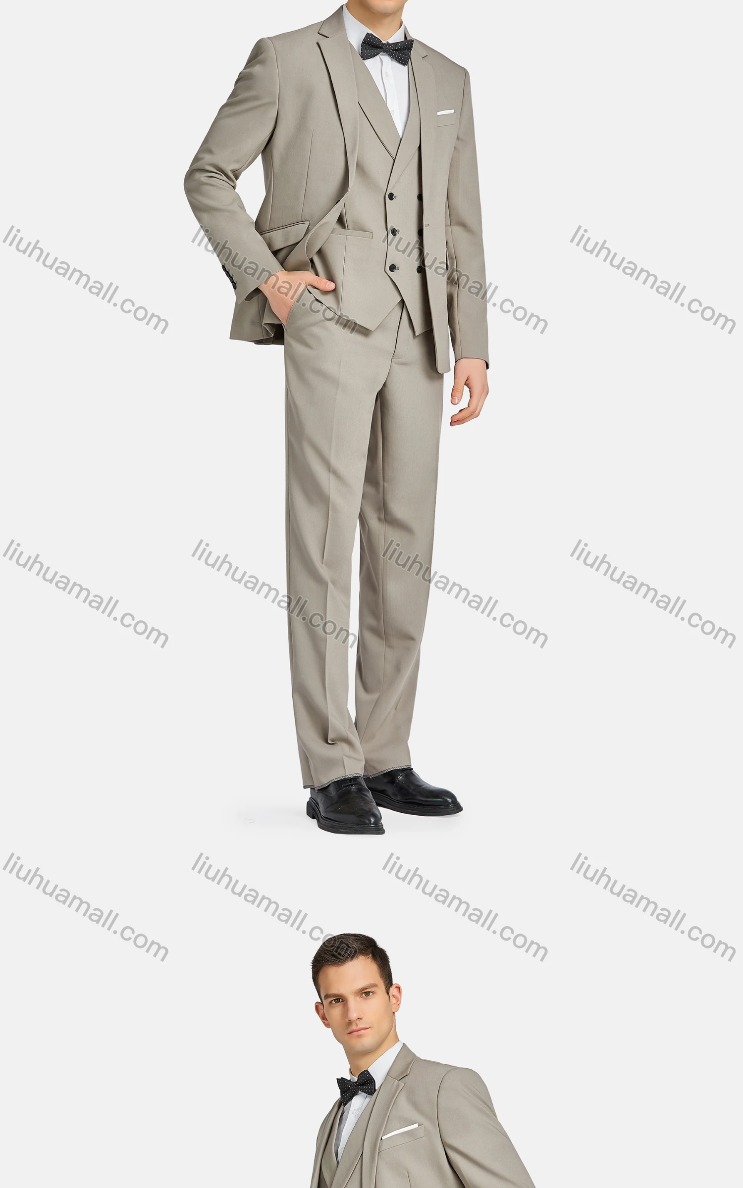 Wholesale Men's Formal Lapel One Button Blazer & Waistcoat & Suit Pants 3-Piece Set 935-58# - Liuhuamall