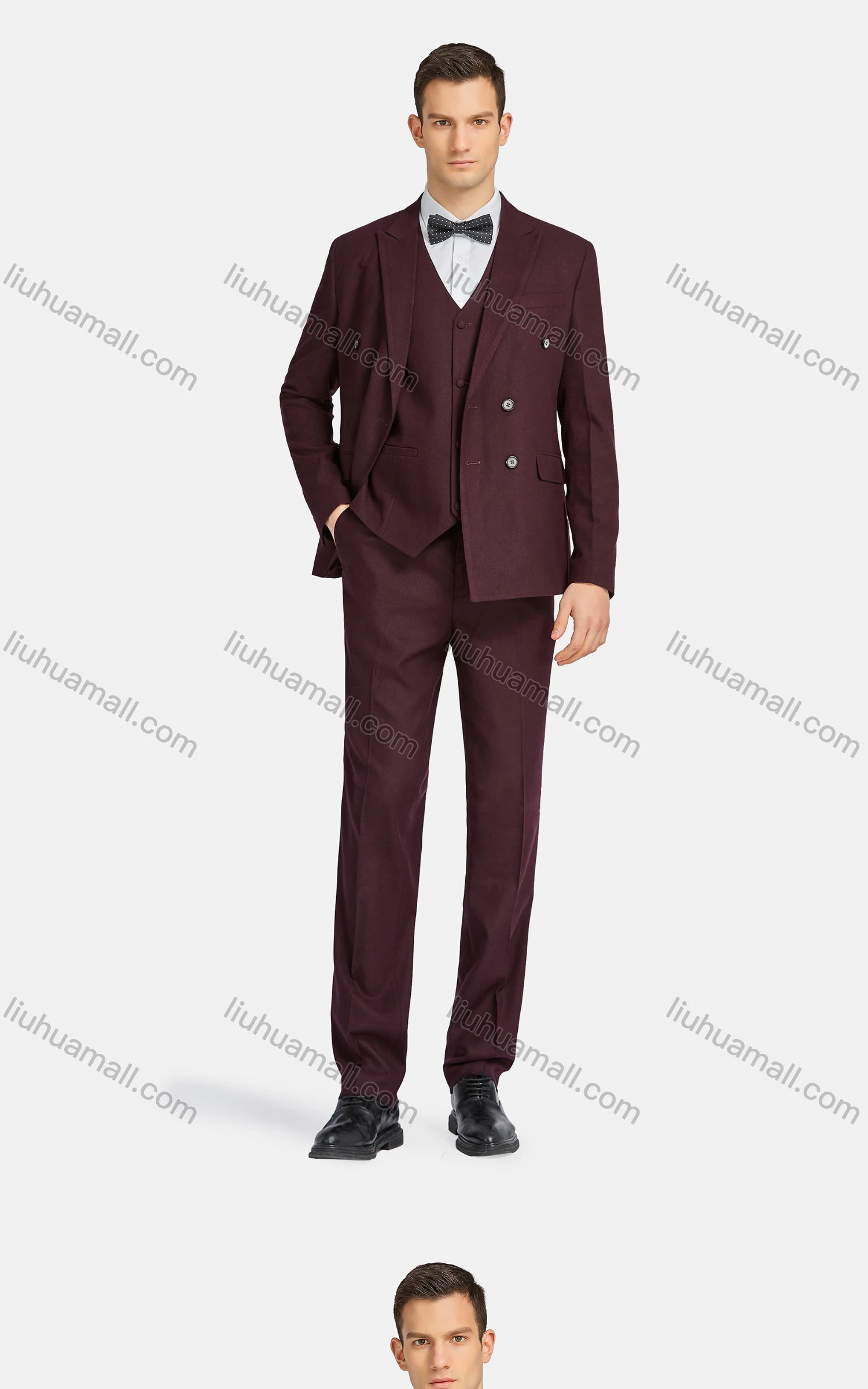 Wholesale Men's Formal Lapel Single Breasted Blazer & Waistcoat & Suit Pants 3-Piece Set 730-13# - Liuhuamall