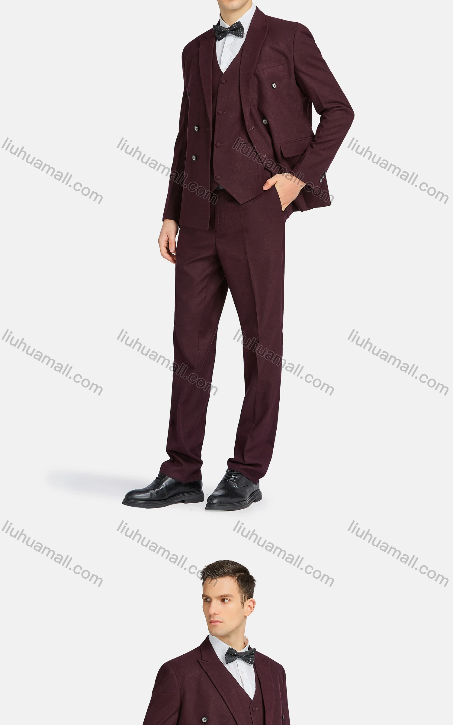 Wholesale Men's Formal Lapel Single Breasted Blazer & Waistcoat & Suit Pants 3-Piece Set 730-13# - Liuhuamall