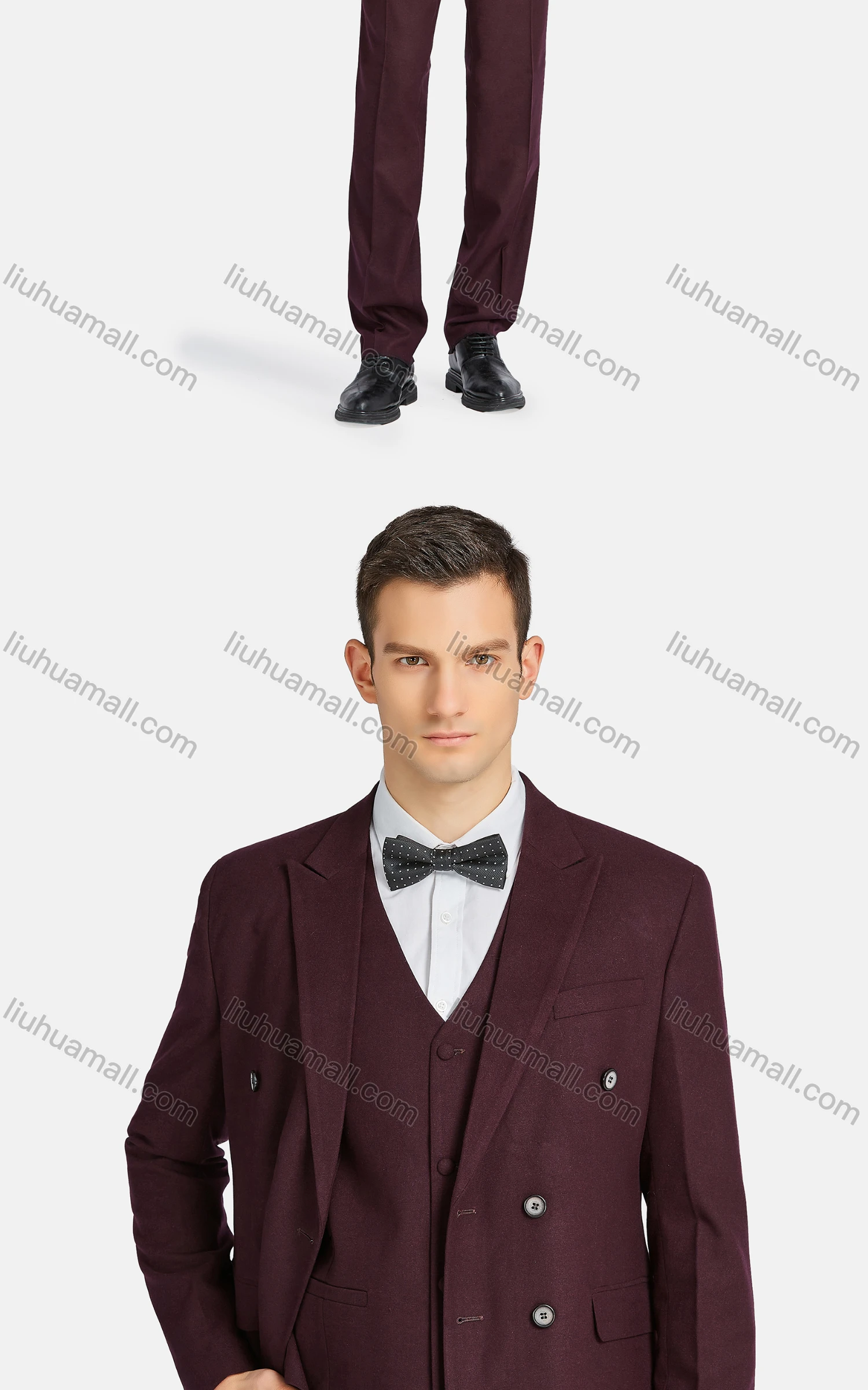 Wholesale Men's Formal Lapel Single Breasted Blazer & Waistcoat & Suit Pants 3-Piece Set 730-13# - Liuhuamall