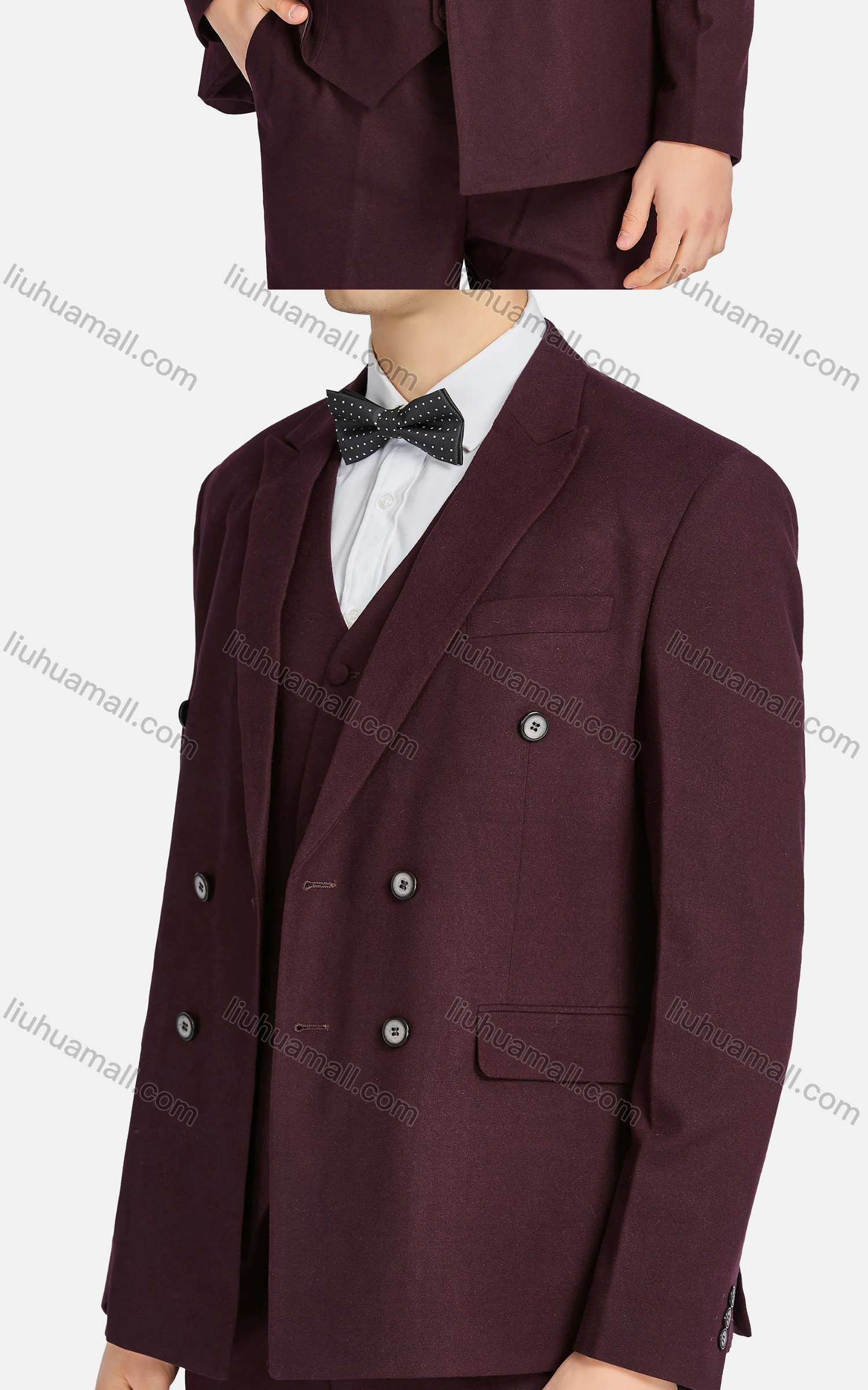 Wholesale Men's Formal Lapel Single Breasted Blazer & Waistcoat & Suit Pants 3-Piece Set 730-13# - Liuhuamall
