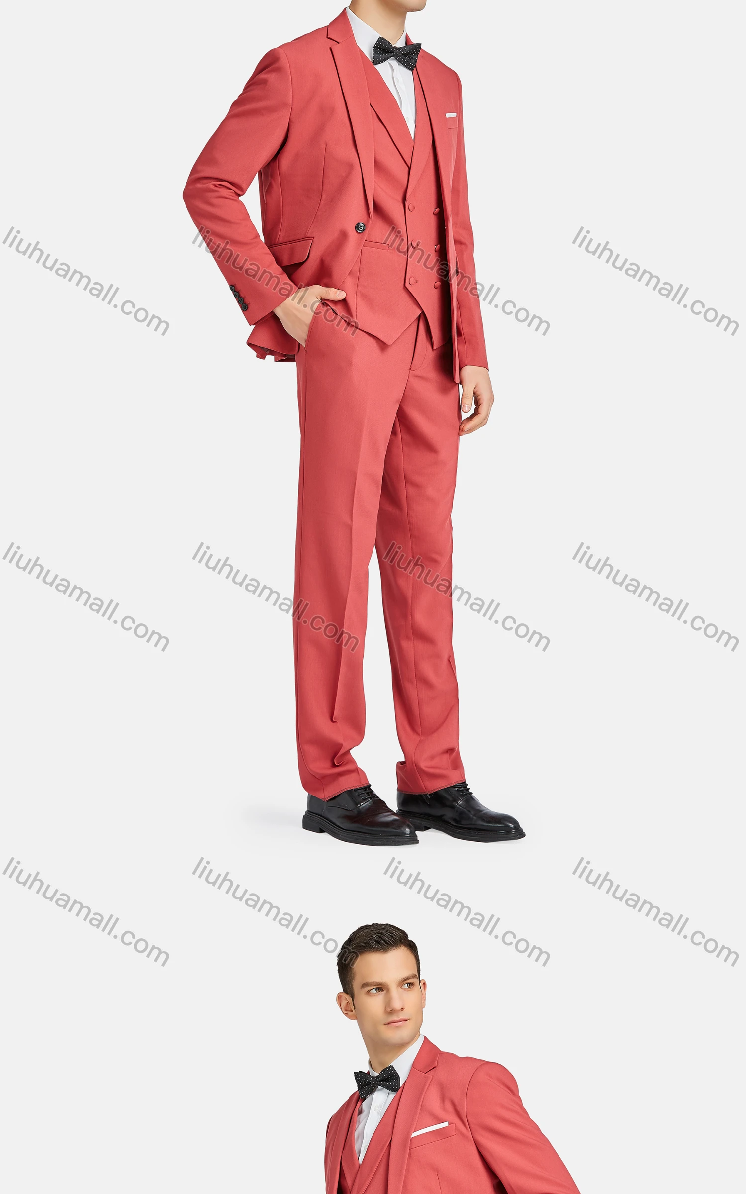 Wholesale Men's Formal Lapel One Button Blazer & Waistcoat & Suit Pants 3-Piece Set 935-56# - Liuhuamall