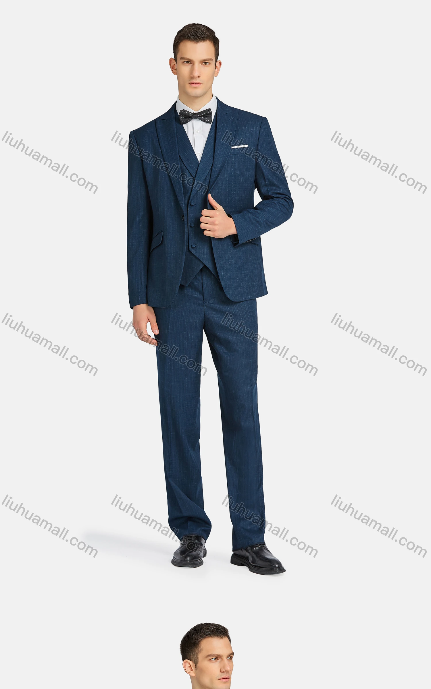 Wholesale Men's Formal Lapel One Button Blazer & Waistcoat & Suit Pants 3-Piece Set 31943-2# - Liuhuamall