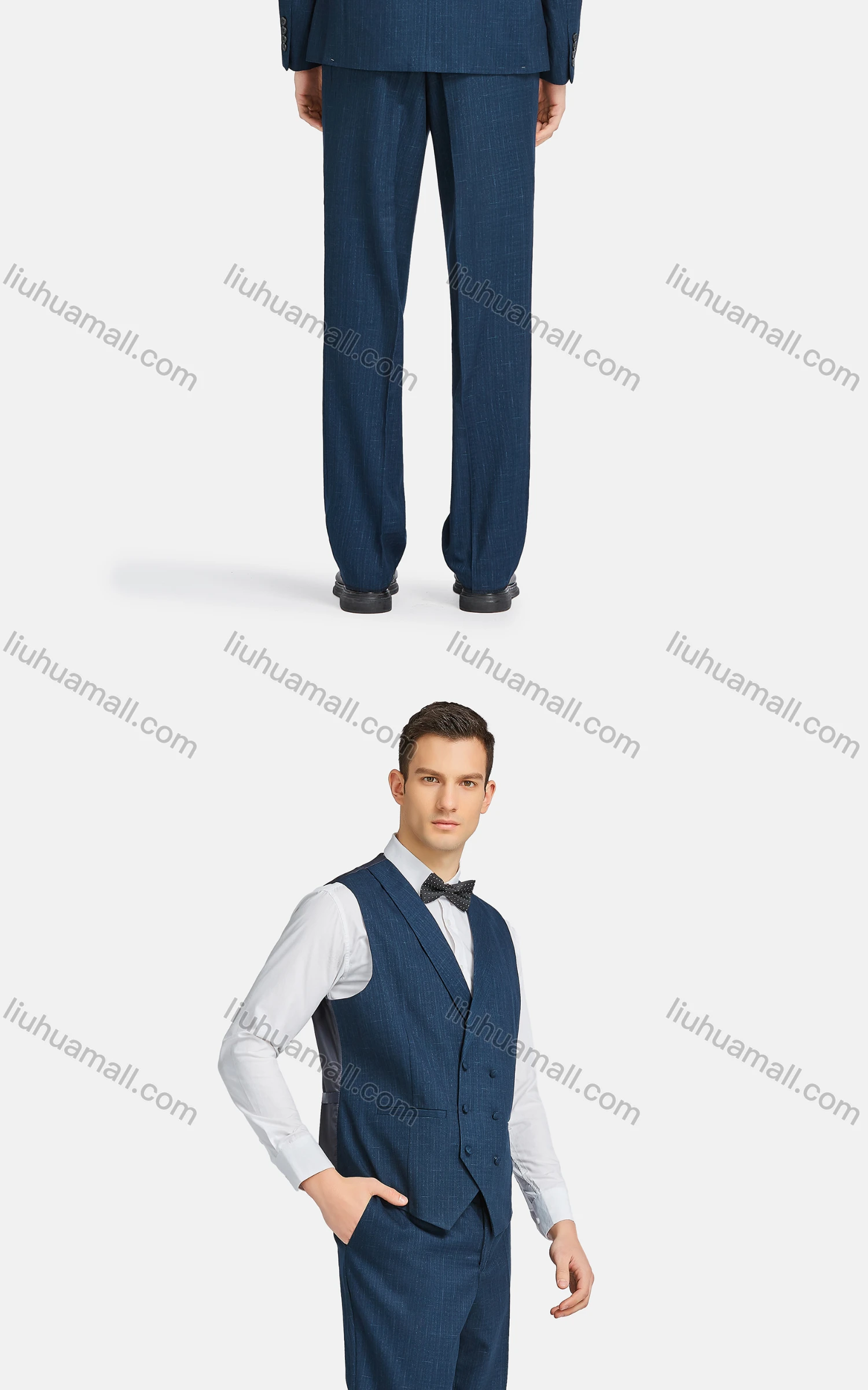 Wholesale Men's Formal Lapel One Button Blazer & Waistcoat & Suit Pants 3-Piece Set 31943-2# - Liuhuamall