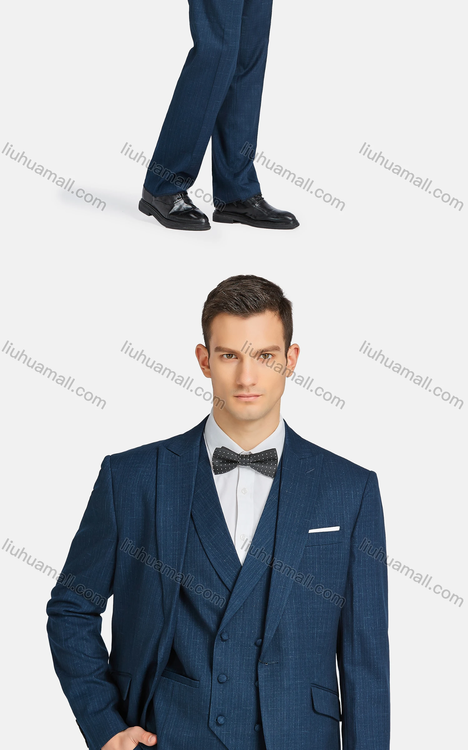 Wholesale Men's Formal Lapel One Button Blazer & Waistcoat & Suit Pants 3-Piece Set 31943-2# - Liuhuamall