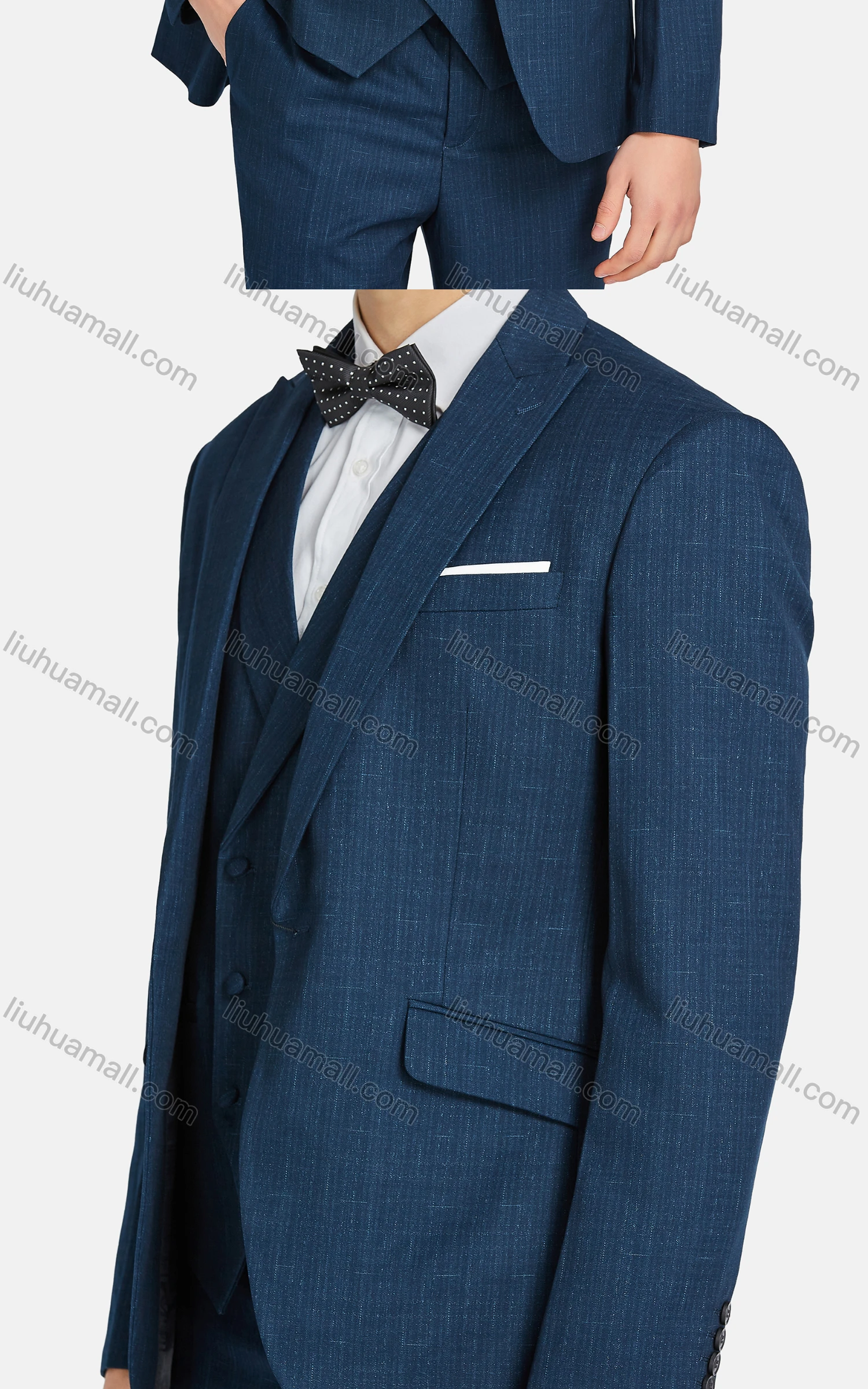 Wholesale Men's Formal Lapel One Button Blazer & Waistcoat & Suit Pants 3-Piece Set 31943-2# - Liuhuamall