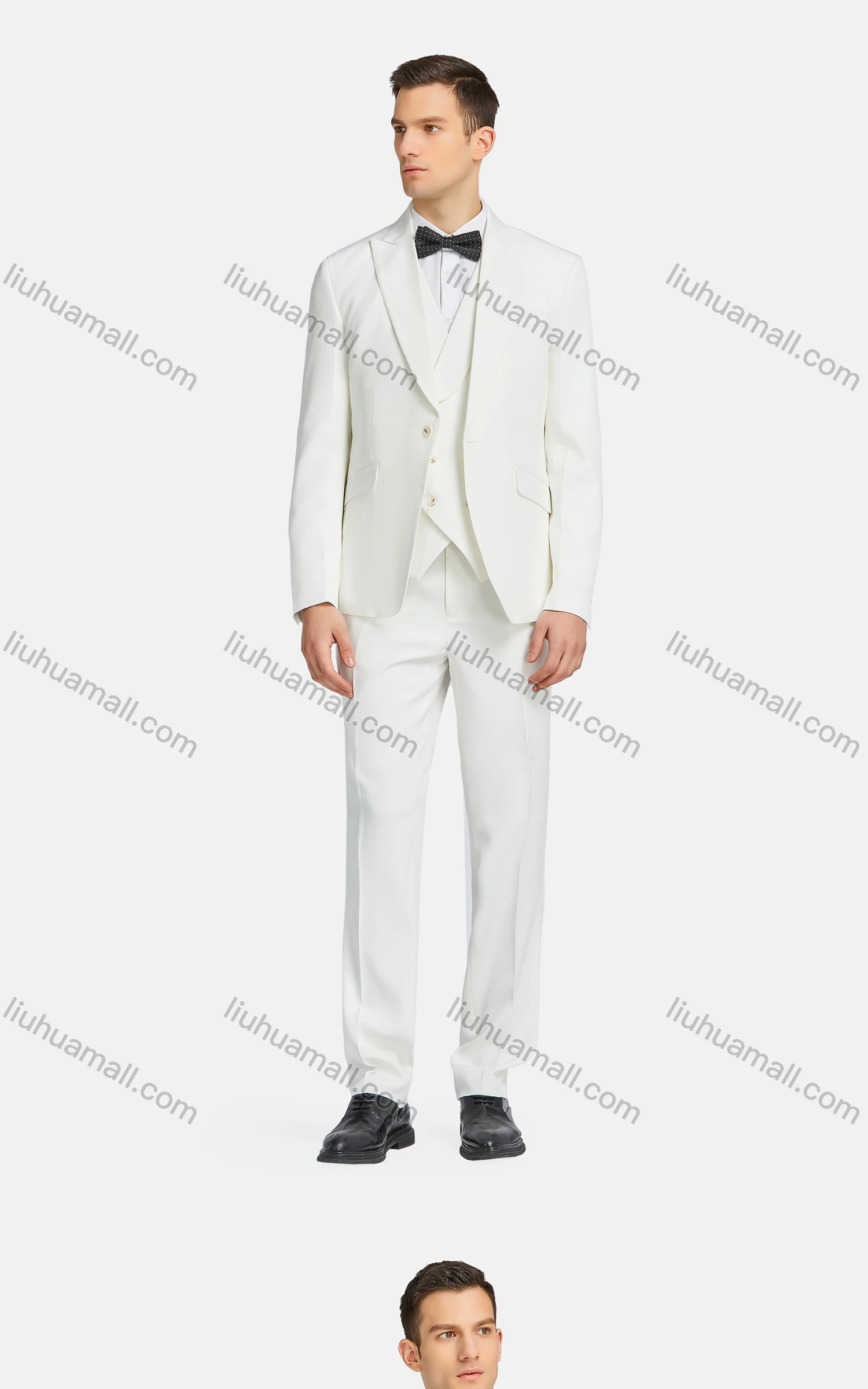 Wholesale Men's Formal Lapel One Button Blazer & Waistcoat & Suit Pants 3-Piece Set A9606-2# - Liuhuamall