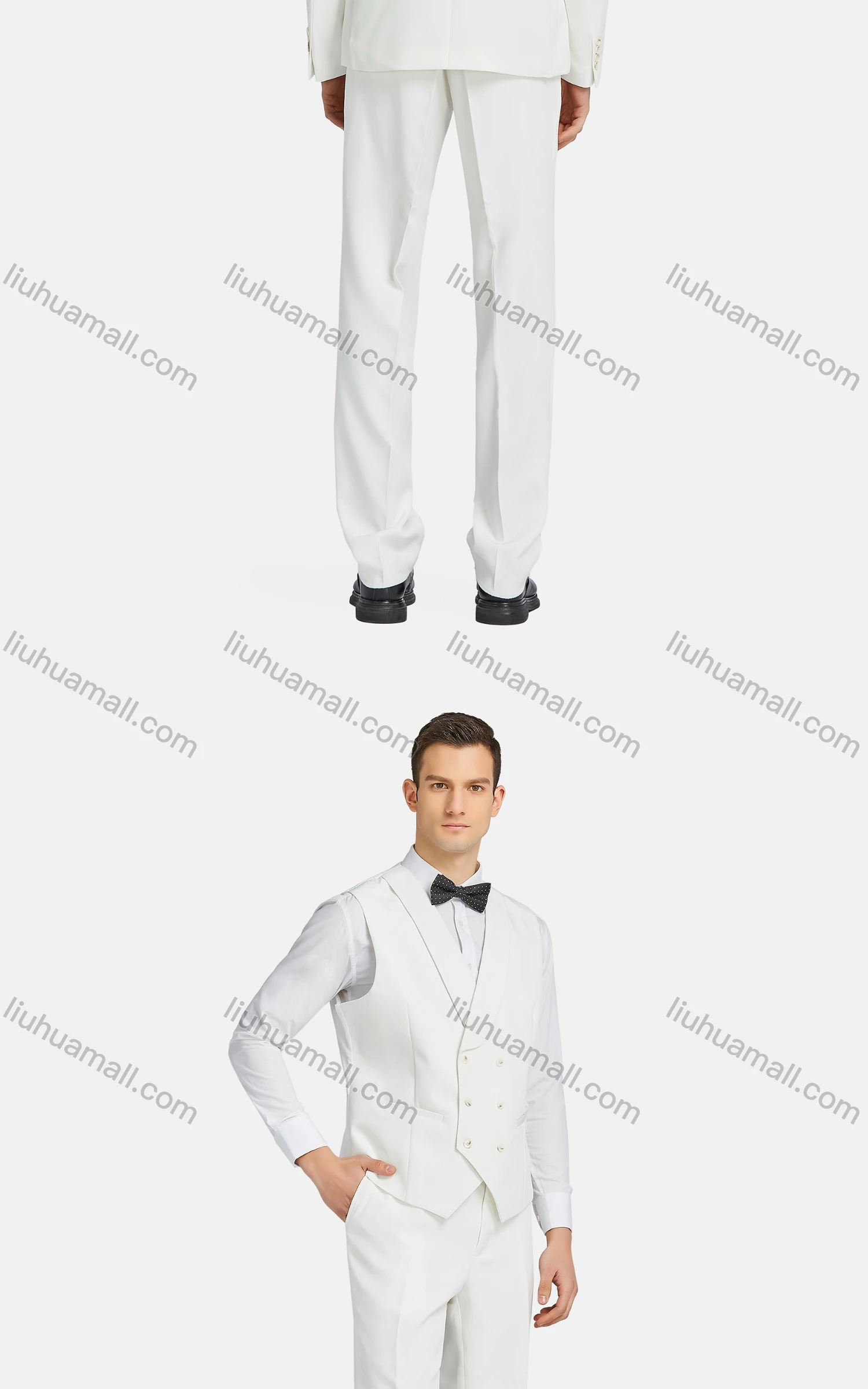 Wholesale Men's Formal Lapel One Button Blazer & Waistcoat & Suit Pants 3-Piece Set A9606-2# - Liuhuamall