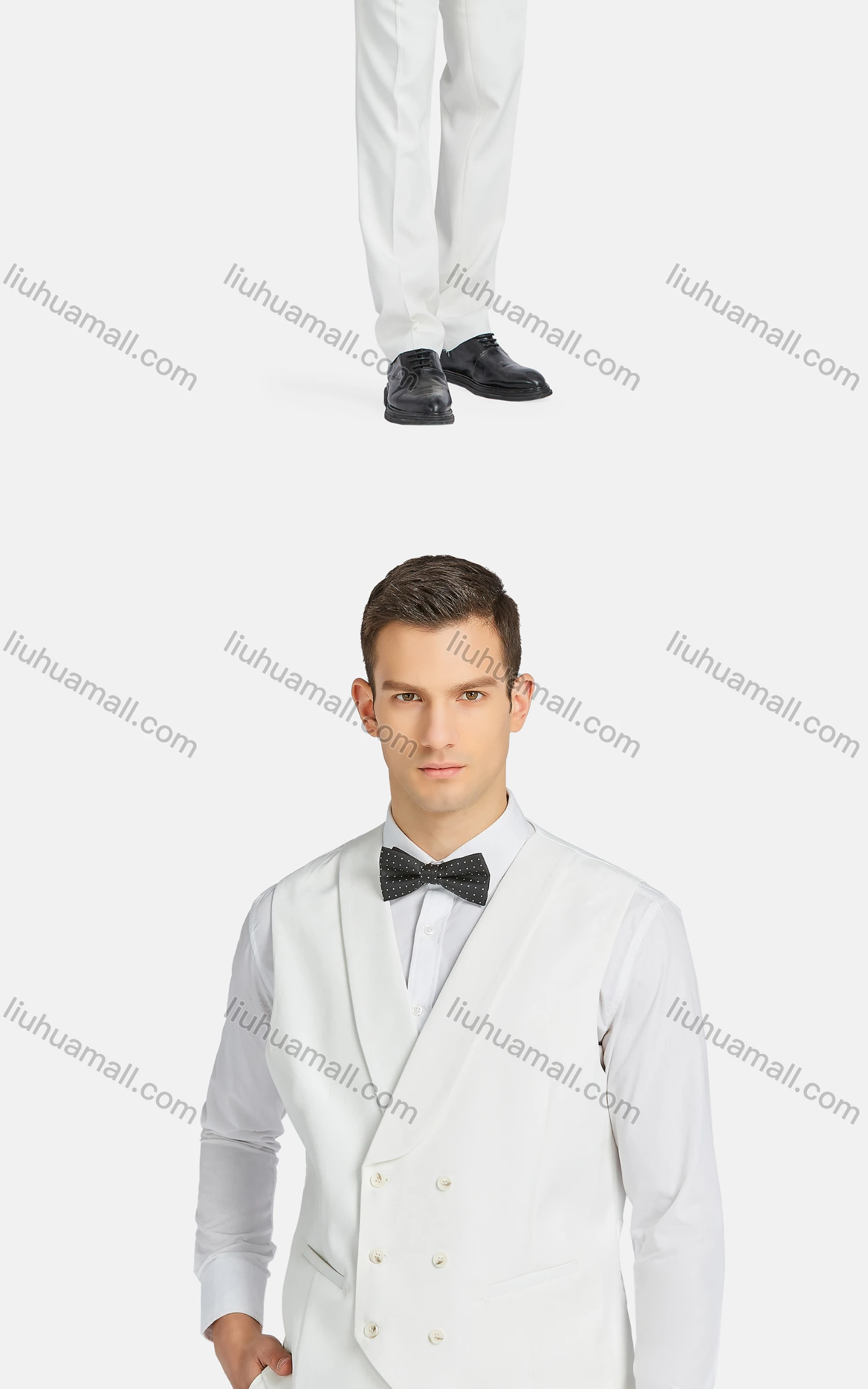 Wholesale Men's Formal Lapel One Button Blazer & Waistcoat & Suit Pants 3-Piece Set A9606-2# - Liuhuamall