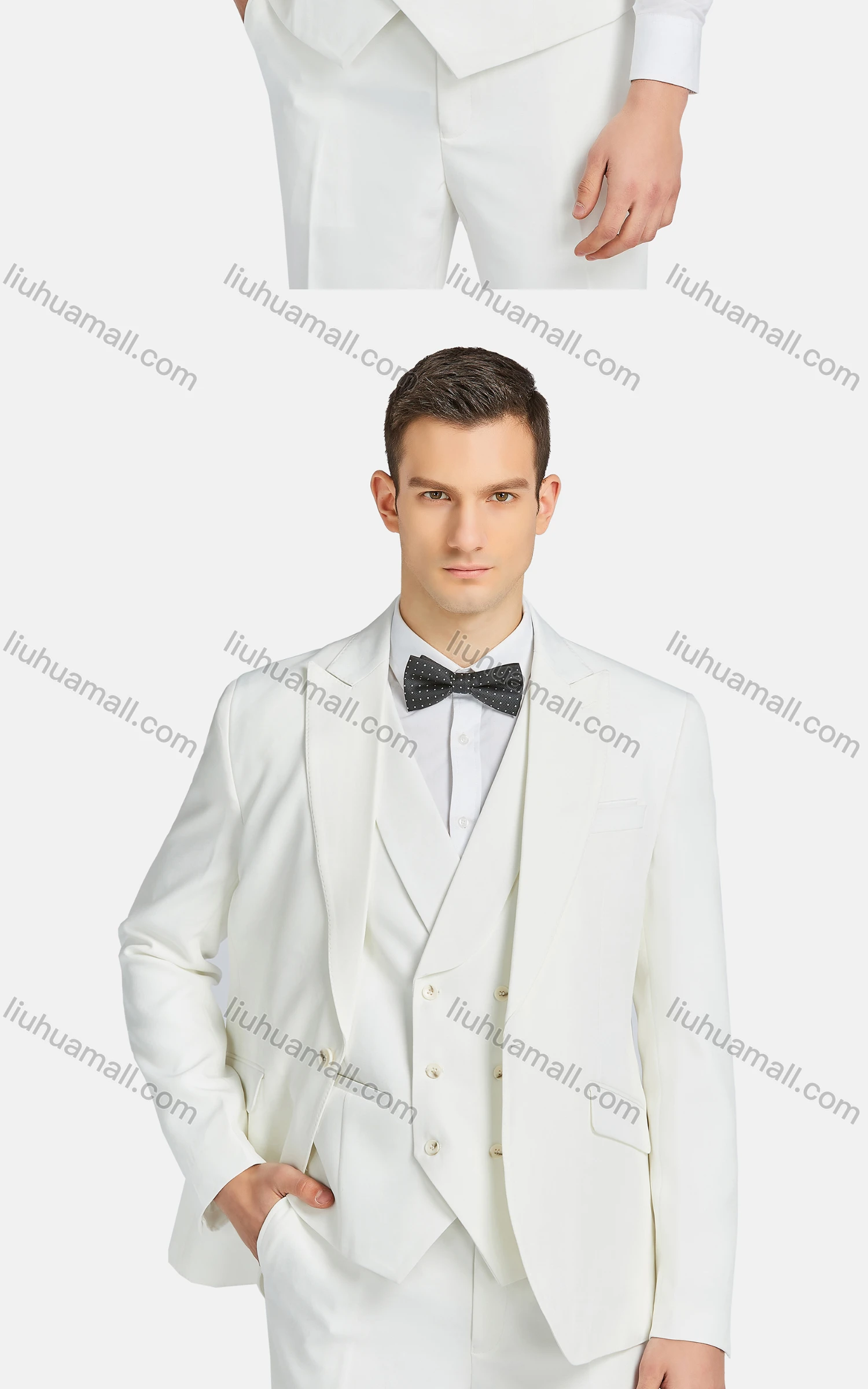 Wholesale Men's Formal Lapel One Button Blazer & Waistcoat & Suit Pants 3-Piece Set A9606-2# - Liuhuamall