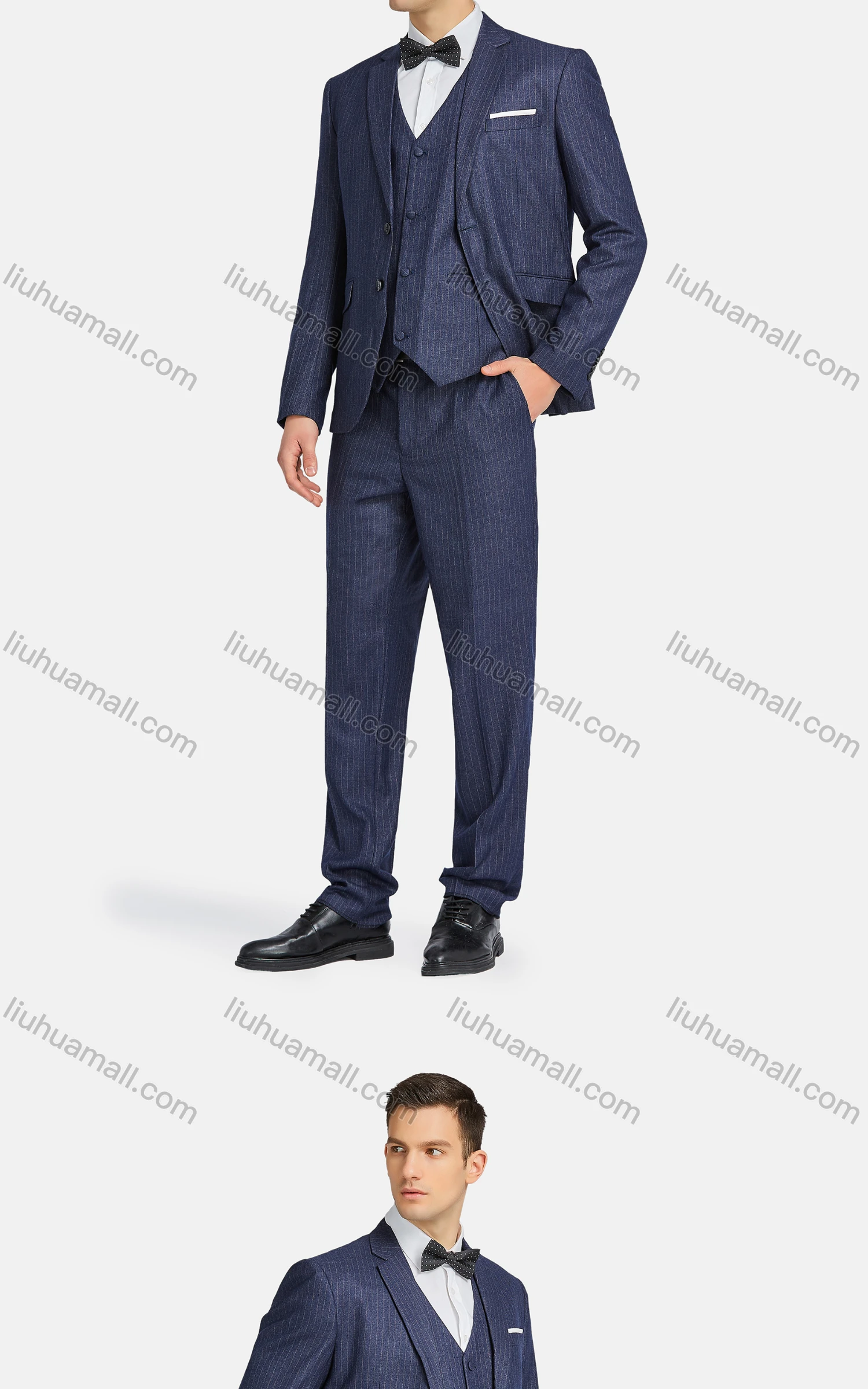 Wholesale Men's Formal Lapel Single Breasted Blazer & Waistcoat & Suit Pants 3-Piece Set 8-14# - Liuhuamall