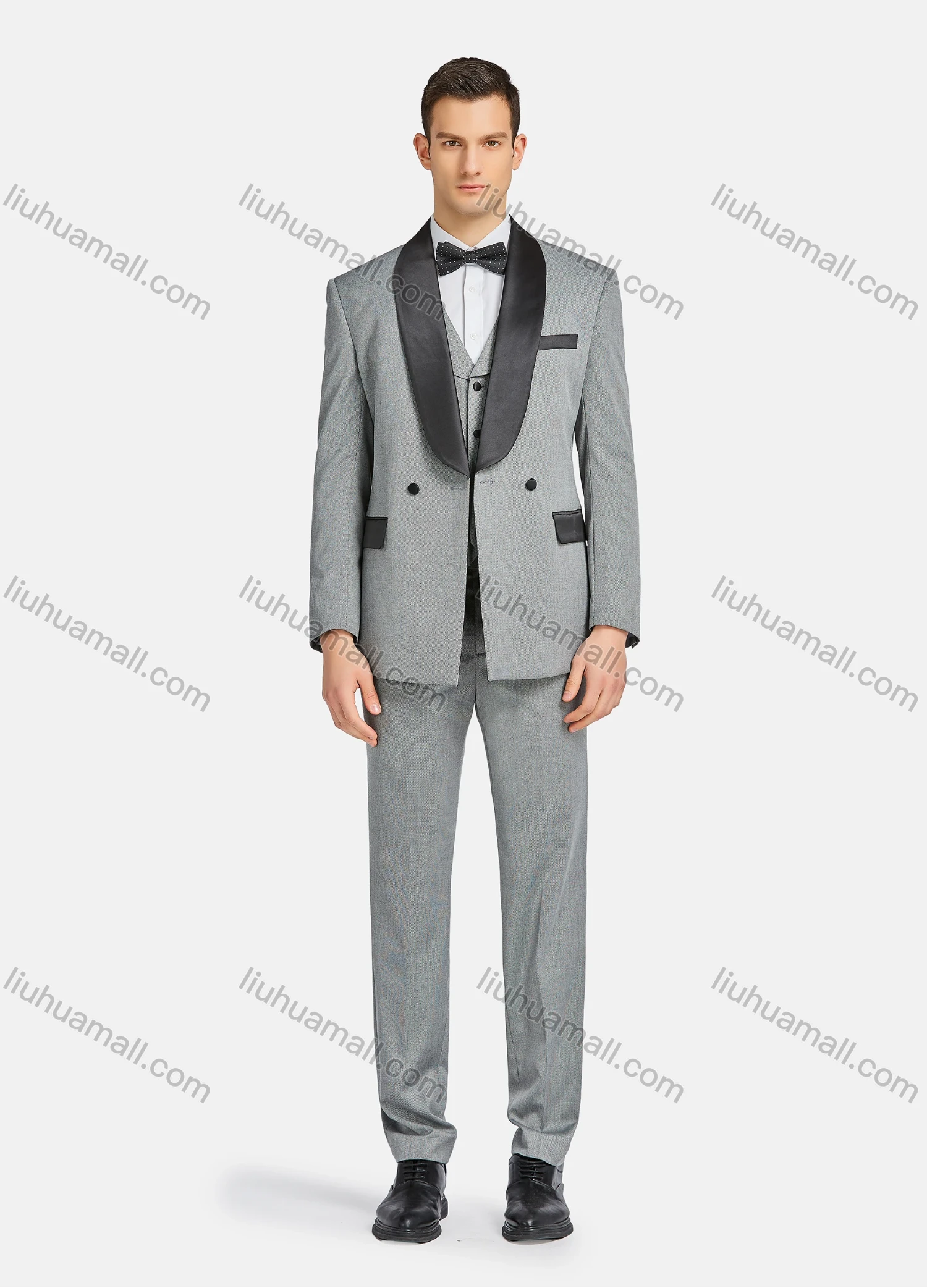 Wholesale Men's Formal Business Lapel Two Buttons Blazer Jacket & Single Breasted Waistcoat & Pants 3 Piece Suit Set - Liuhuamall