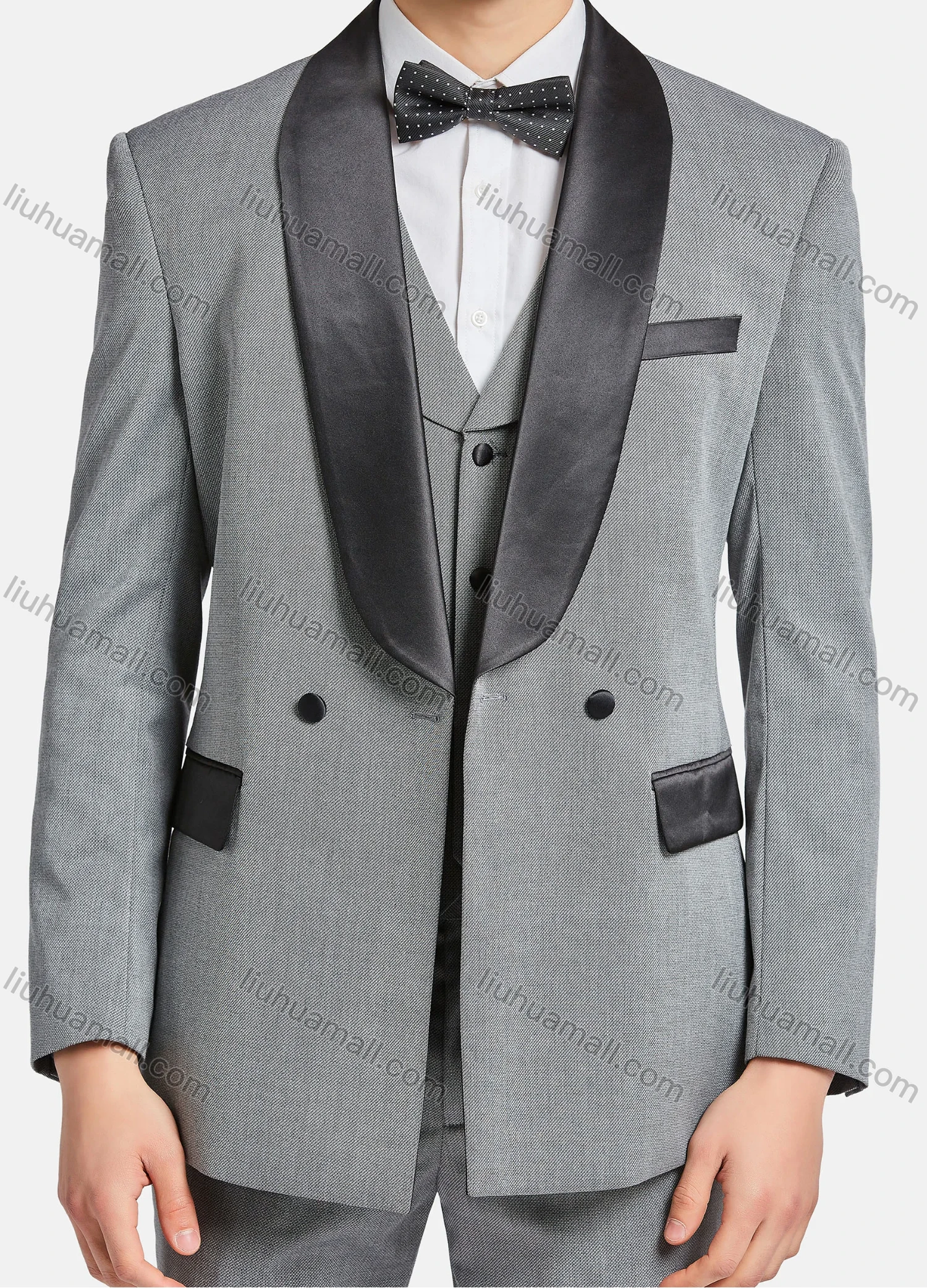 Wholesale Men's Formal Business Lapel Two Buttons Blazer Jacket & Single Breasted Waistcoat & Pants 3 Piece Suit Set - Liuhuamall