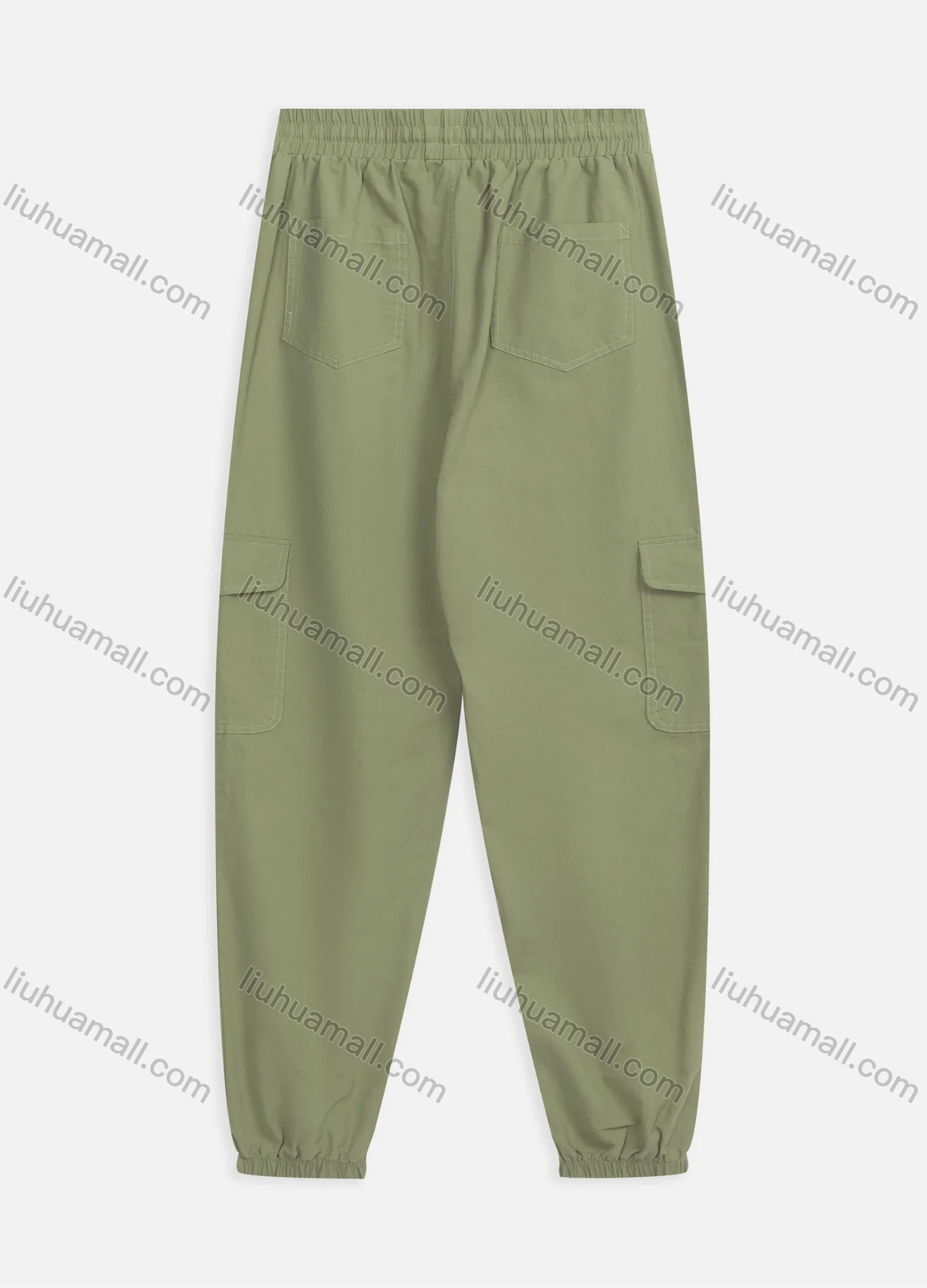 Wholesale Women's Casual Plain Drawstring Ankle Length Cargo Pants Joggers 8038# - Liuhuamall