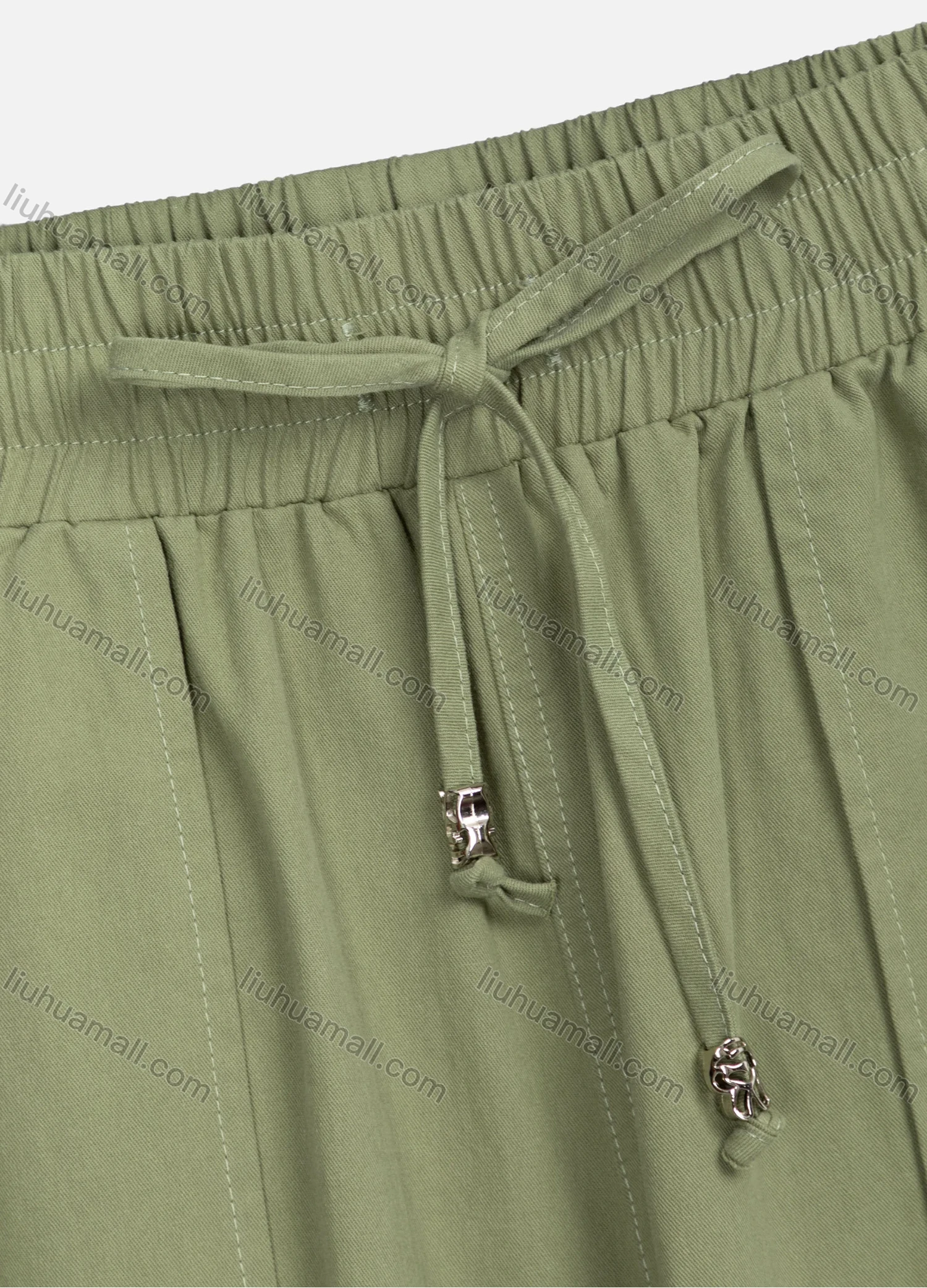 Wholesale Women's Casual Plain Drawstring Ankle Length Cargo Pants Joggers 8038# - Liuhuamall