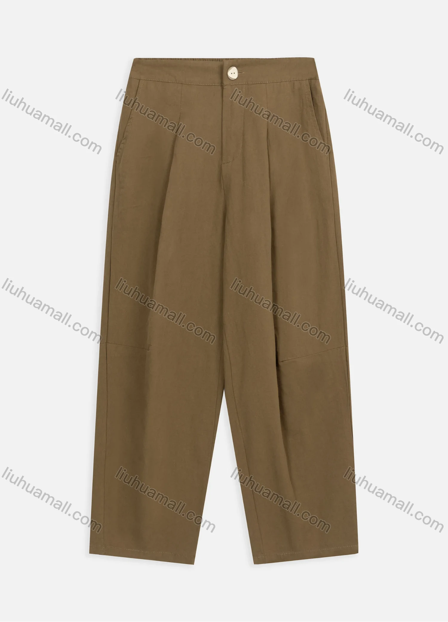 Wholesale Women's Casual Plain High Waist Wide Leg Ankle Length Pants 8036# - Liuhuamall