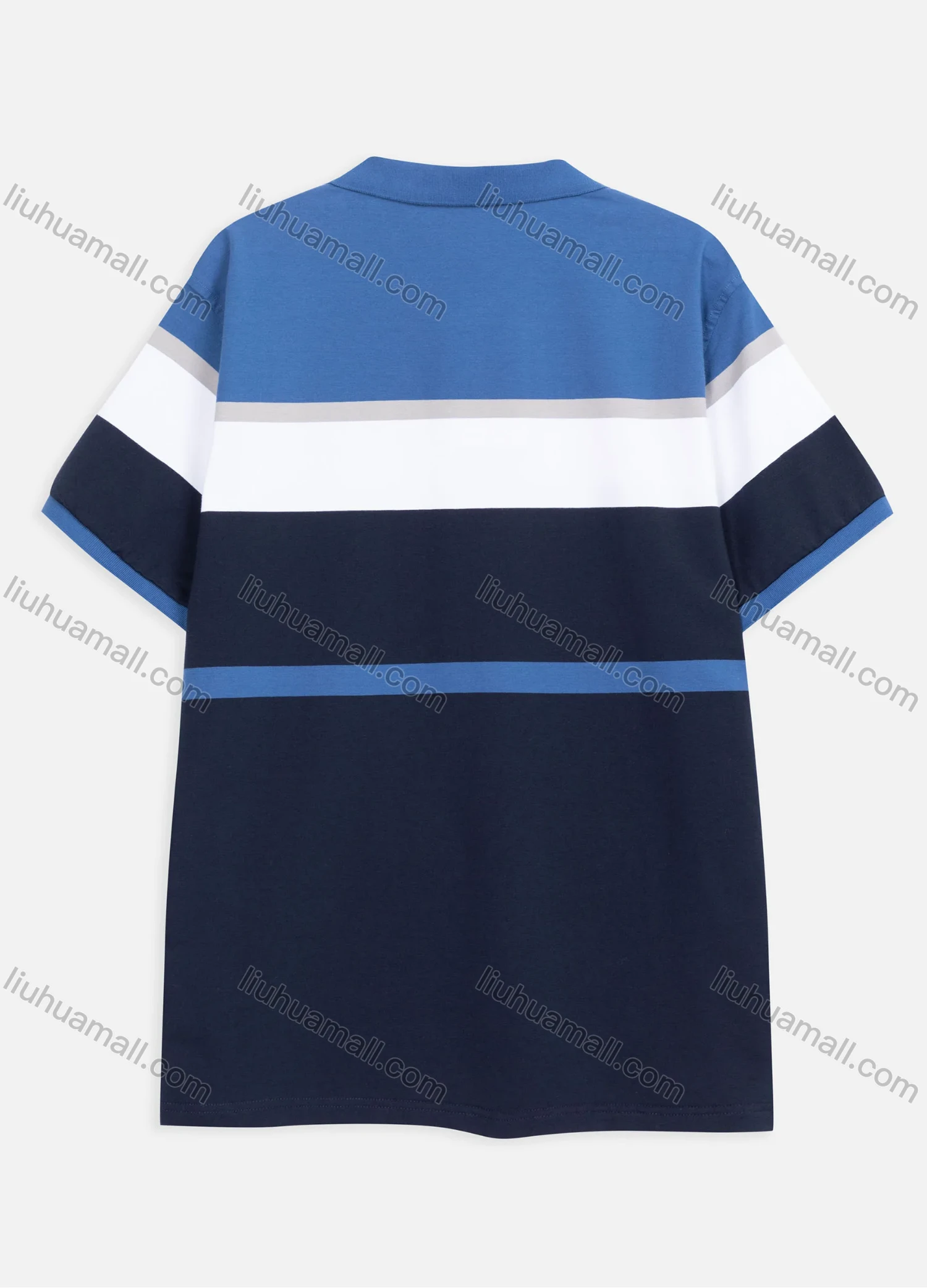 Wholesale Men's Casual Short Sleeve Striped Colorblock Polo Shirt 2318# - Liuhuamall