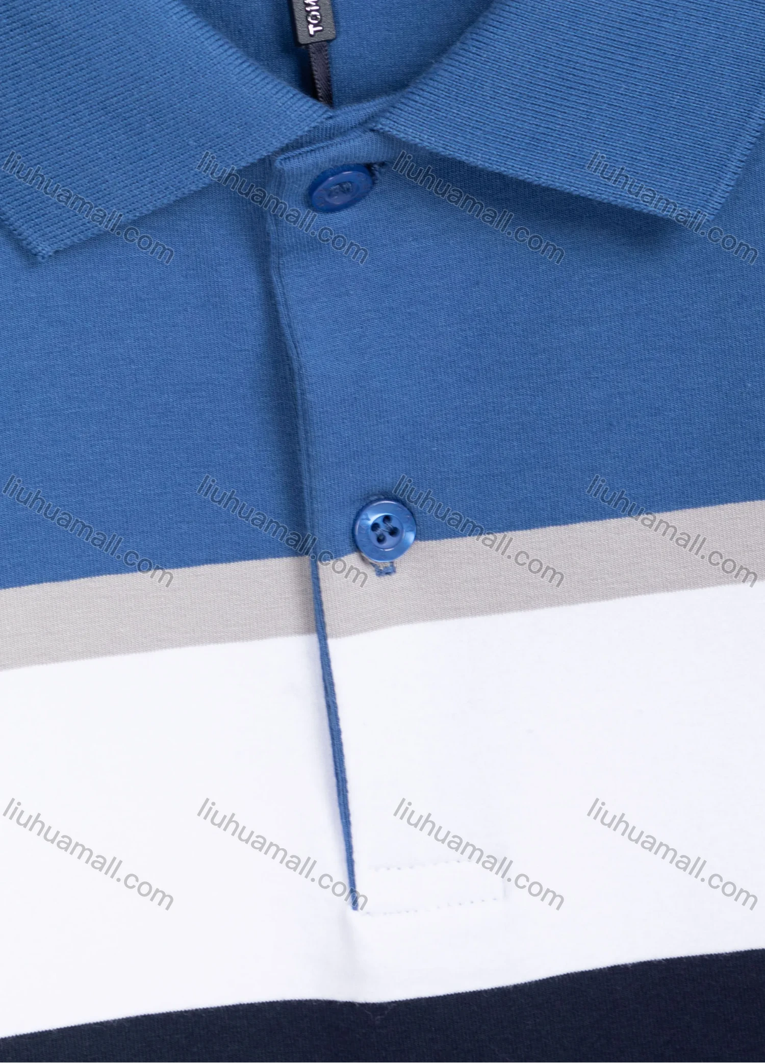 Wholesale Men's Casual Short Sleeve Striped Colorblock Polo Shirt 2318# - Liuhuamall