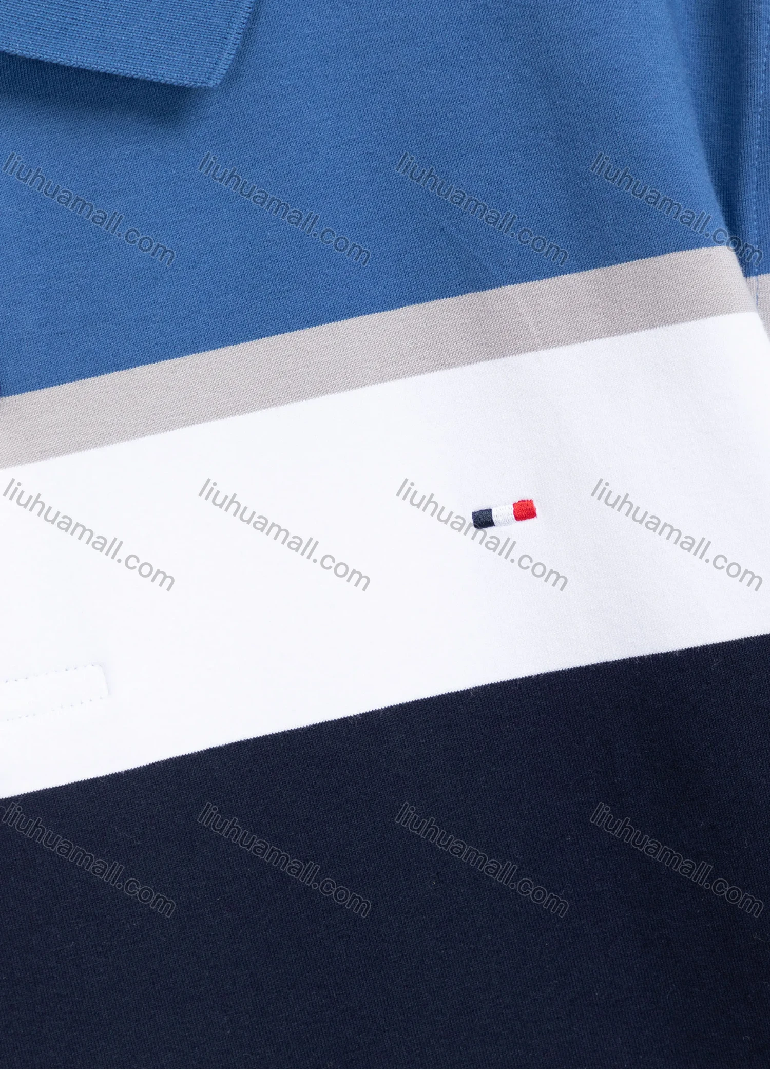 Wholesale Men's Casual Short Sleeve Striped Colorblock Polo Shirt 2318# - Liuhuamall