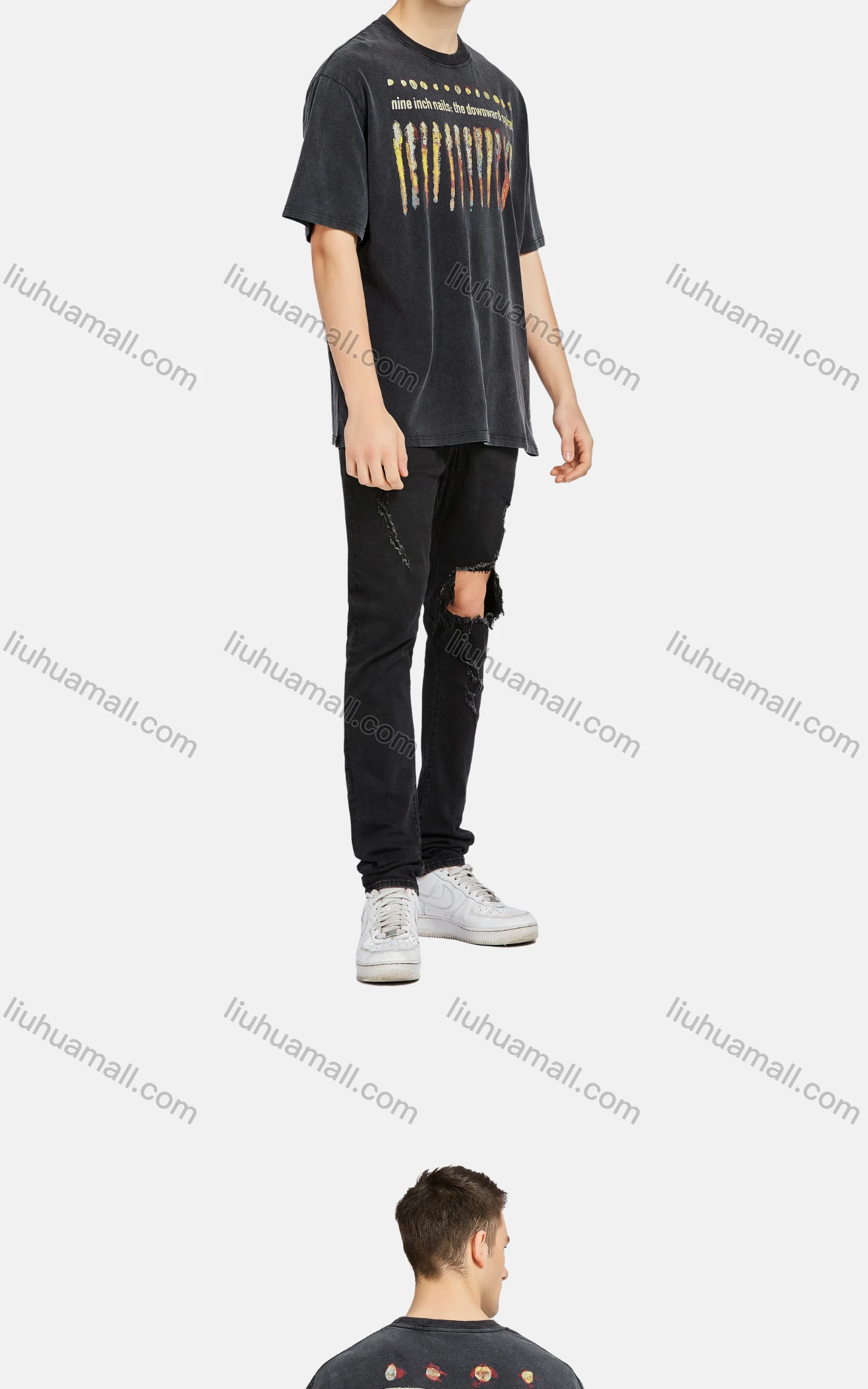 Wholesale Men's Hip Hop Crew Neck Short Sleeve Loose Fit Graphic Letter T-shirt - Liuhuamall