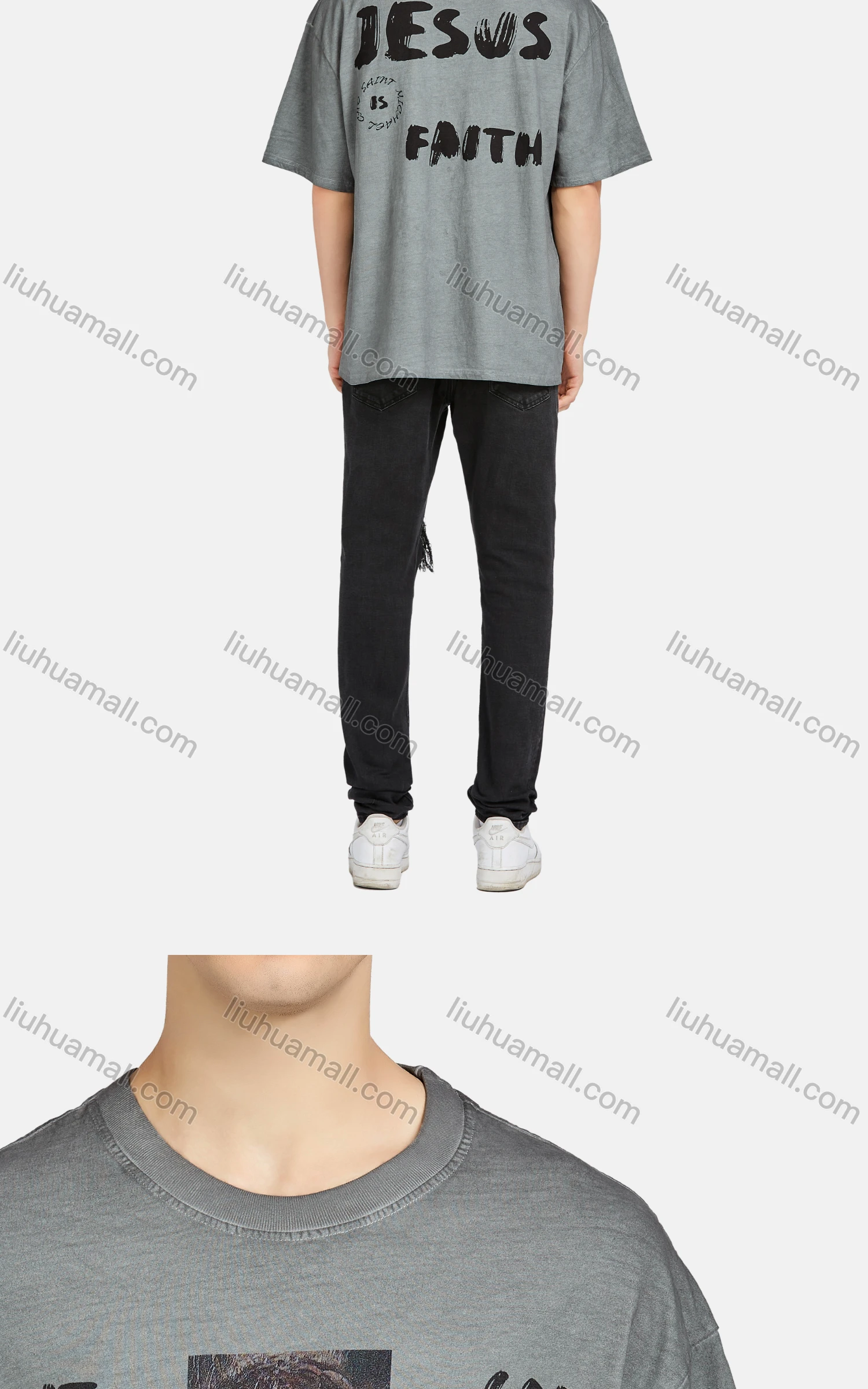 Wholesale Men's Hip Hop Crew Neck Short Sleeve Loose Fit Graphic Letter T-shirt - Liuhuamall