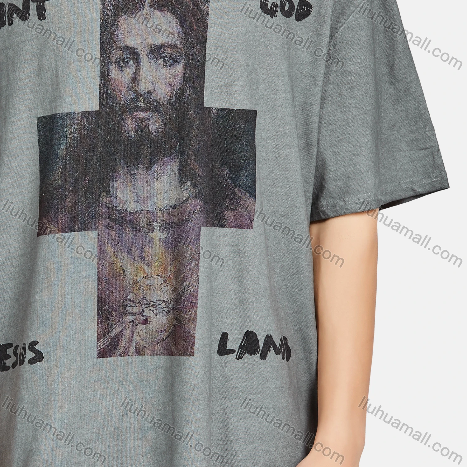 Wholesale Men's Hip Hop Crew Neck Short Sleeve Loose Fit Graphic Letter T-shirt - Liuhuamall