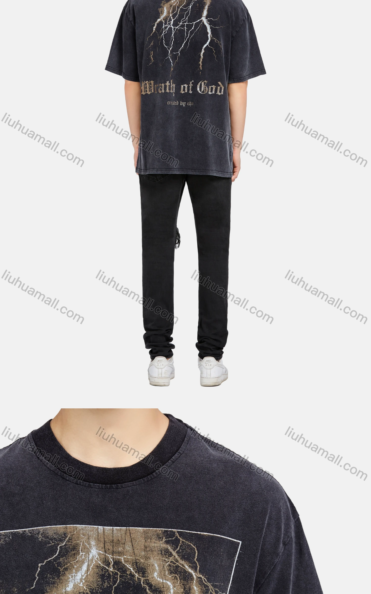 Wholesale Men's Hip Hop Crew Neck Short Sleeve Loose Fit Graphic Letter T-shirt - Liuhuamall