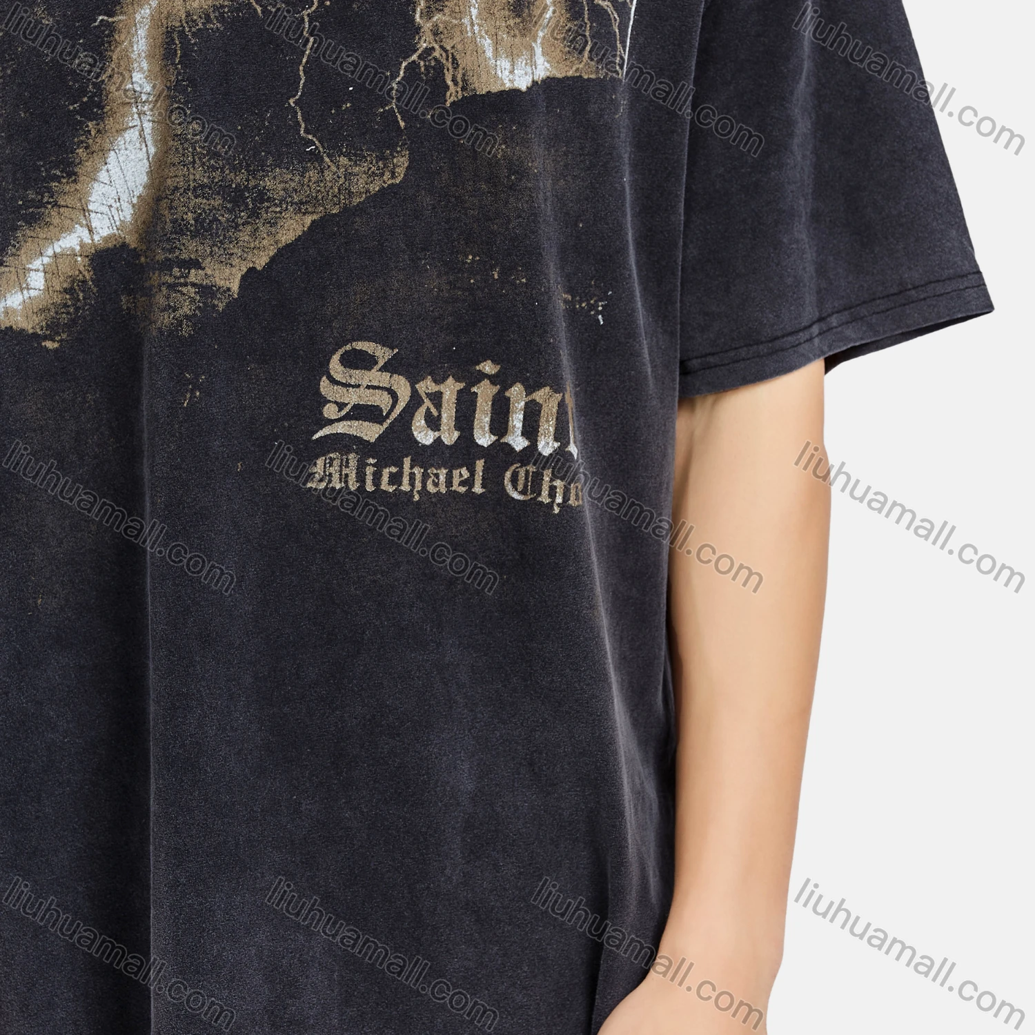 Wholesale Men's Hip Hop Crew Neck Short Sleeve Loose Fit Graphic Letter T-shirt - Liuhuamall