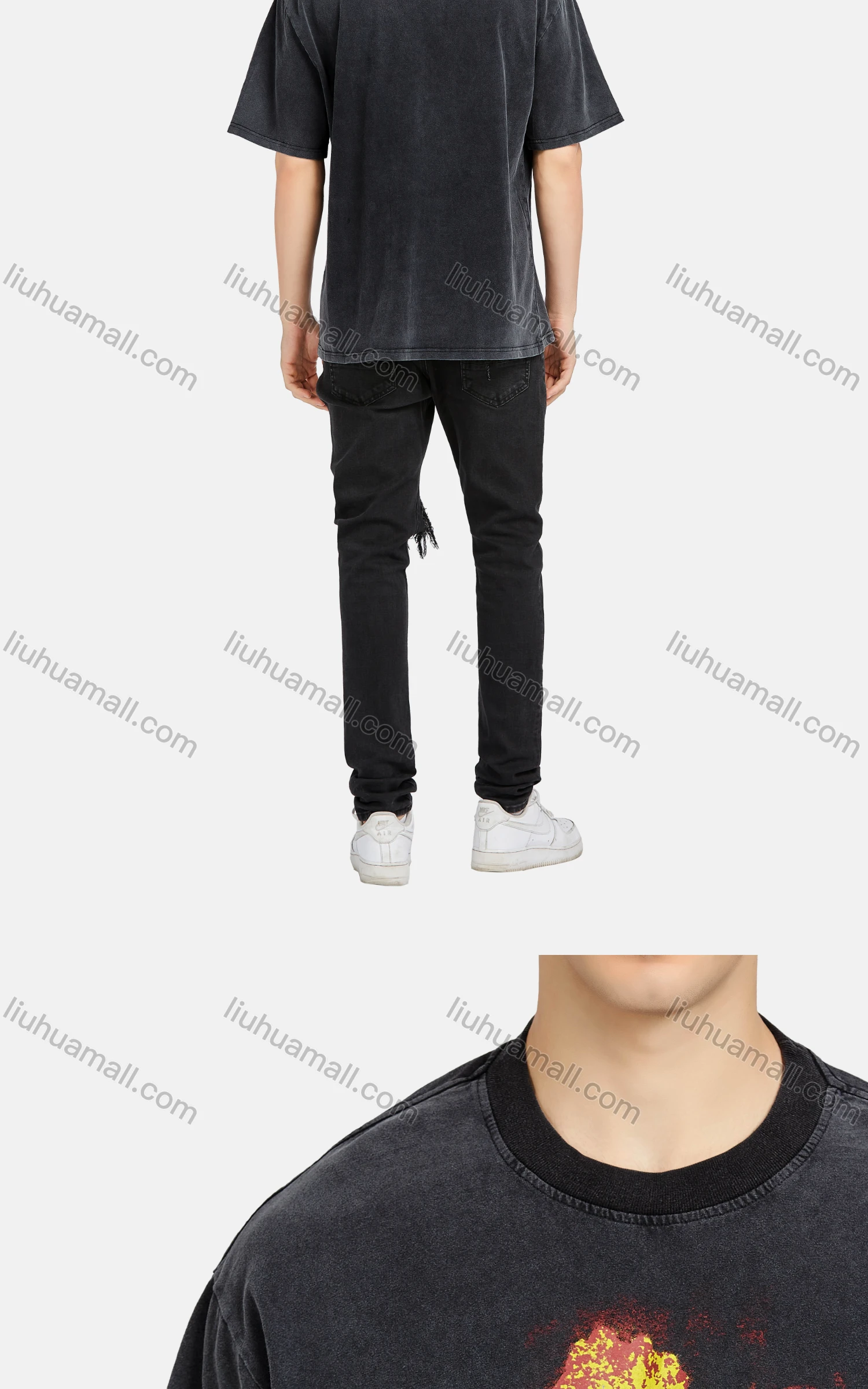 Wholesale Men's Hip Hop Crew Neck Short Sleeve Loose Fit Graphic T-shirt - Liuhuamall