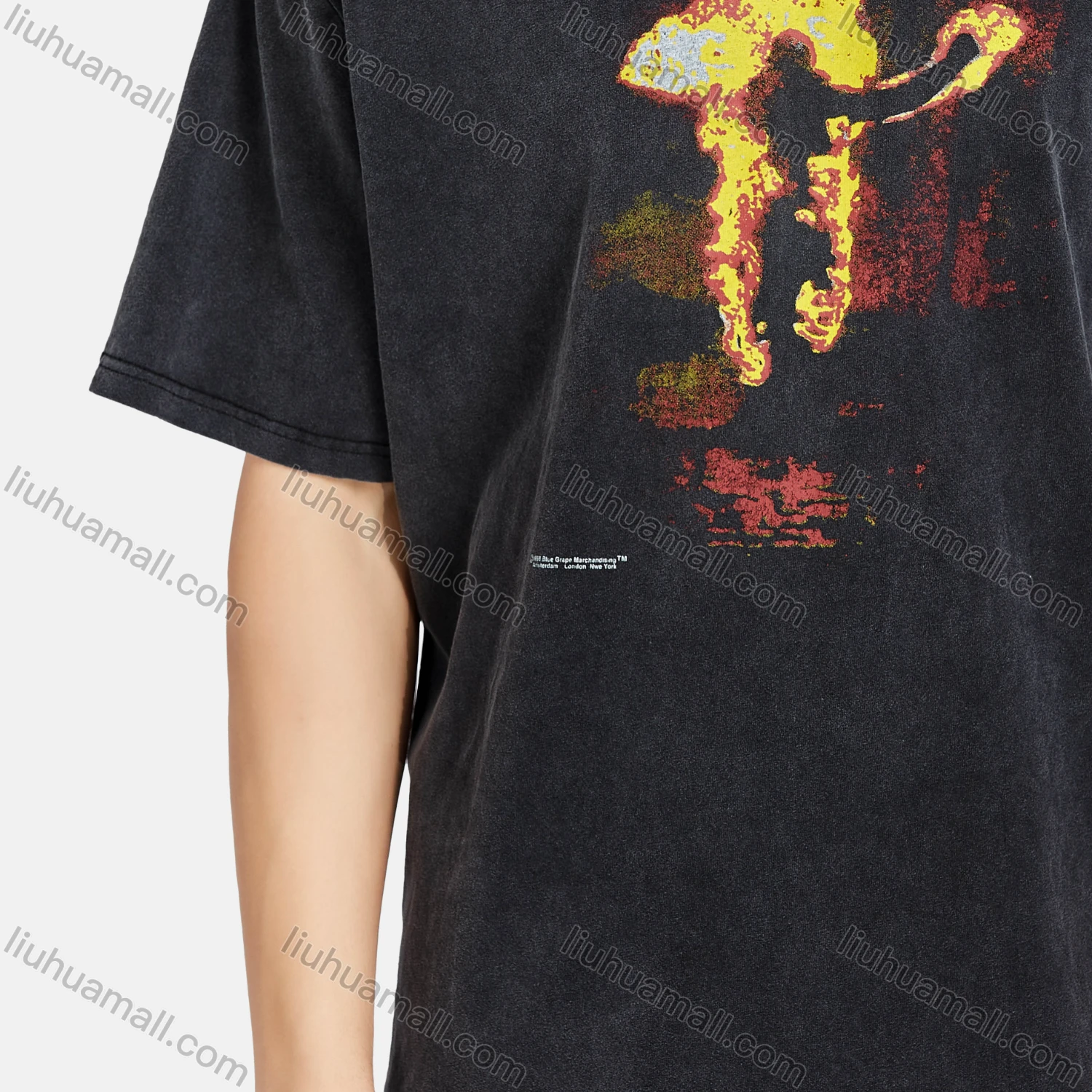 Wholesale Men's Hip Hop Crew Neck Short Sleeve Loose Fit Graphic T-shirt - Liuhuamall
