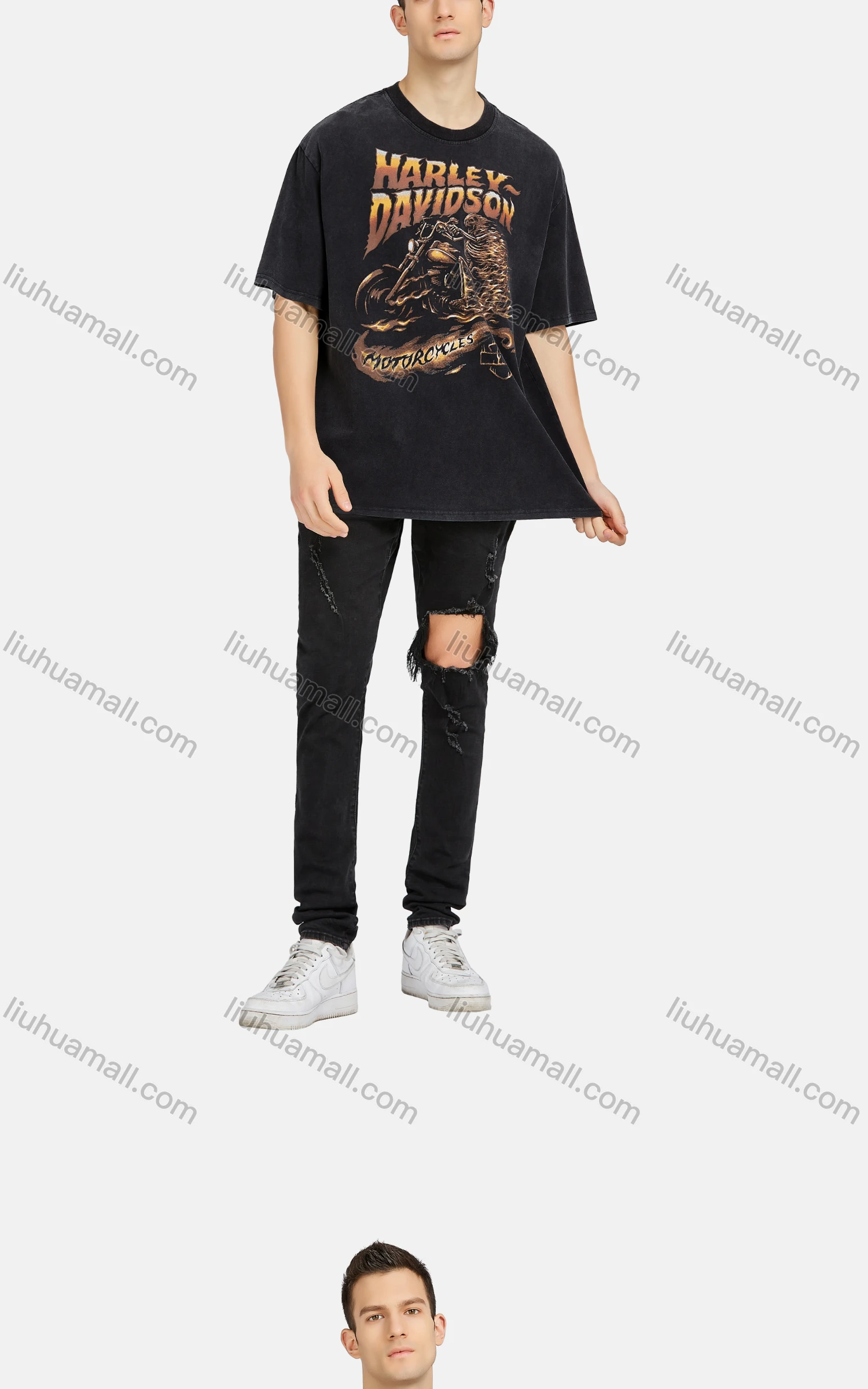 Wholesale Men's Hip Hop Crew Neck Short Sleeve Loose Fit Graphic Letter T-shirt - Liuhuamall