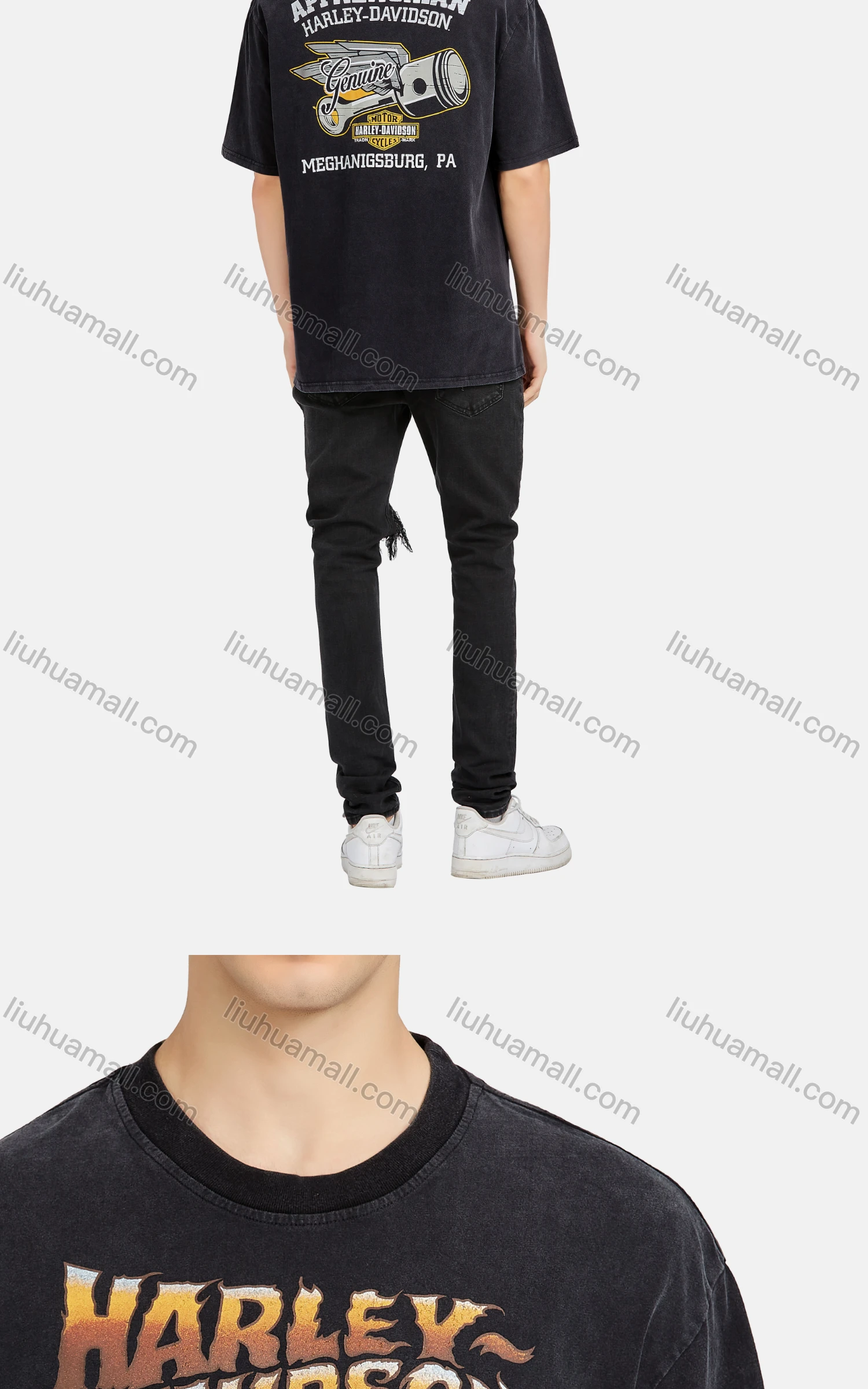 Wholesale Men's Hip Hop Crew Neck Short Sleeve Loose Fit Graphic Letter T-shirt - Liuhuamall