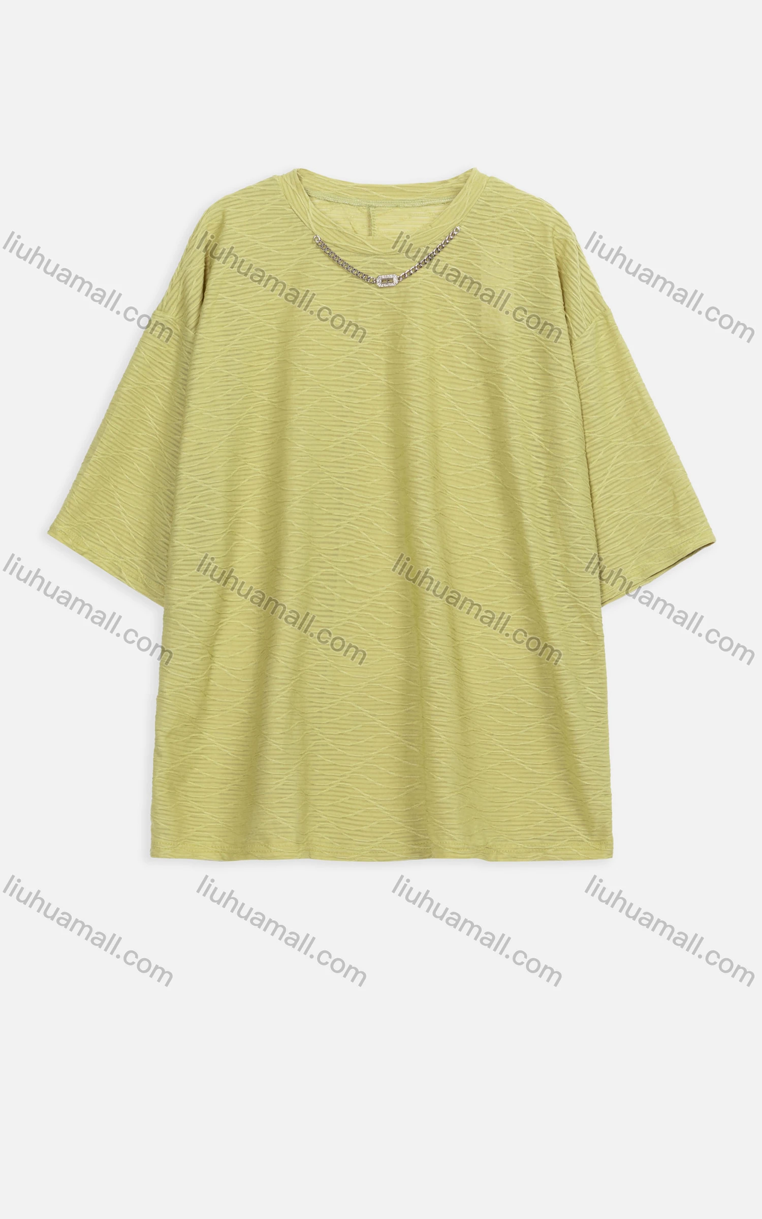 Wholesale Women's Casual Chain Decor Crew Neck Striped Embroidered Blouse 2303# - Liuhuamall