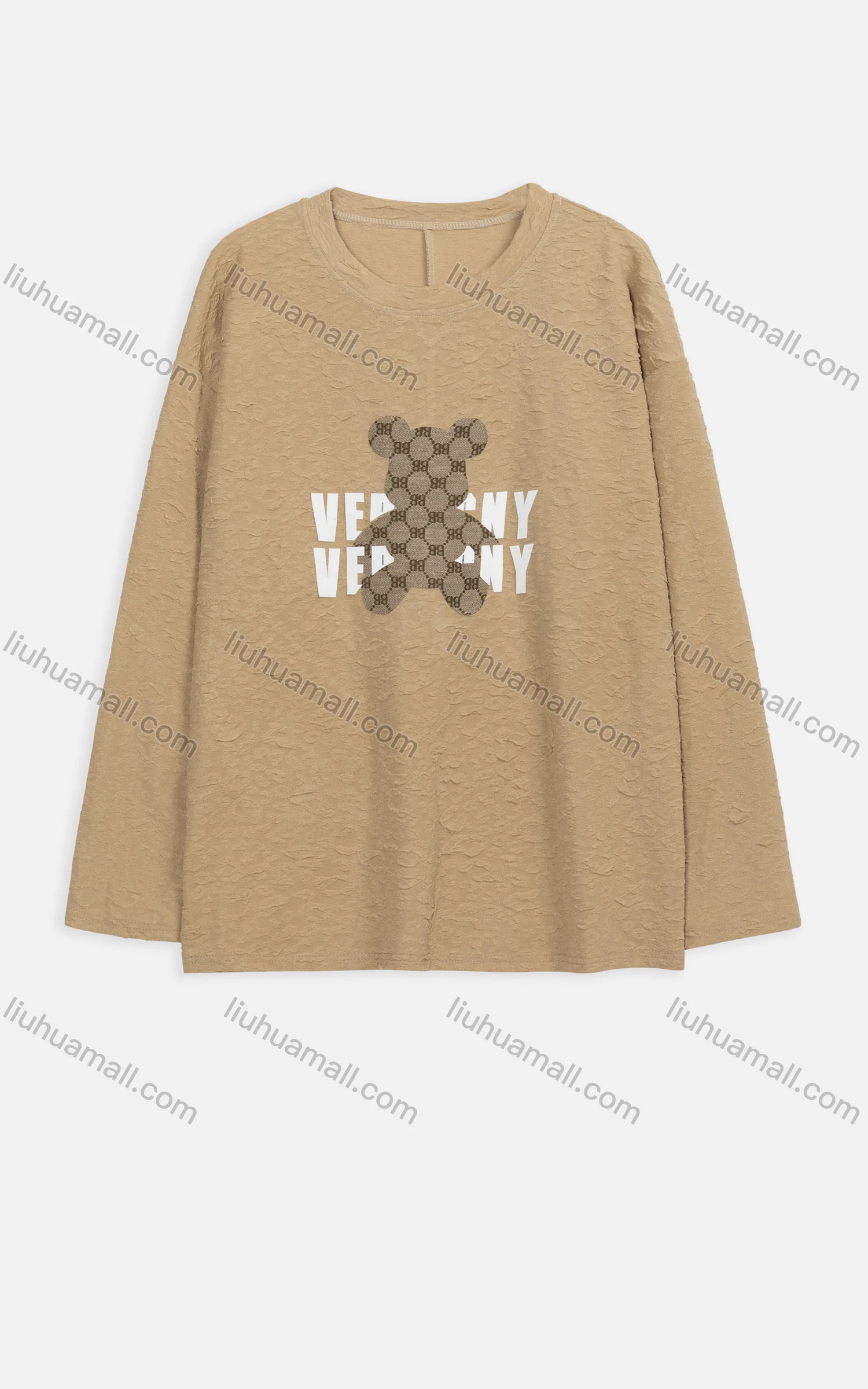 Wholesale Women's Casual Crew Neck Long Sleeve Bear Graphic Letter Blouse 2304# - Liuhuamall