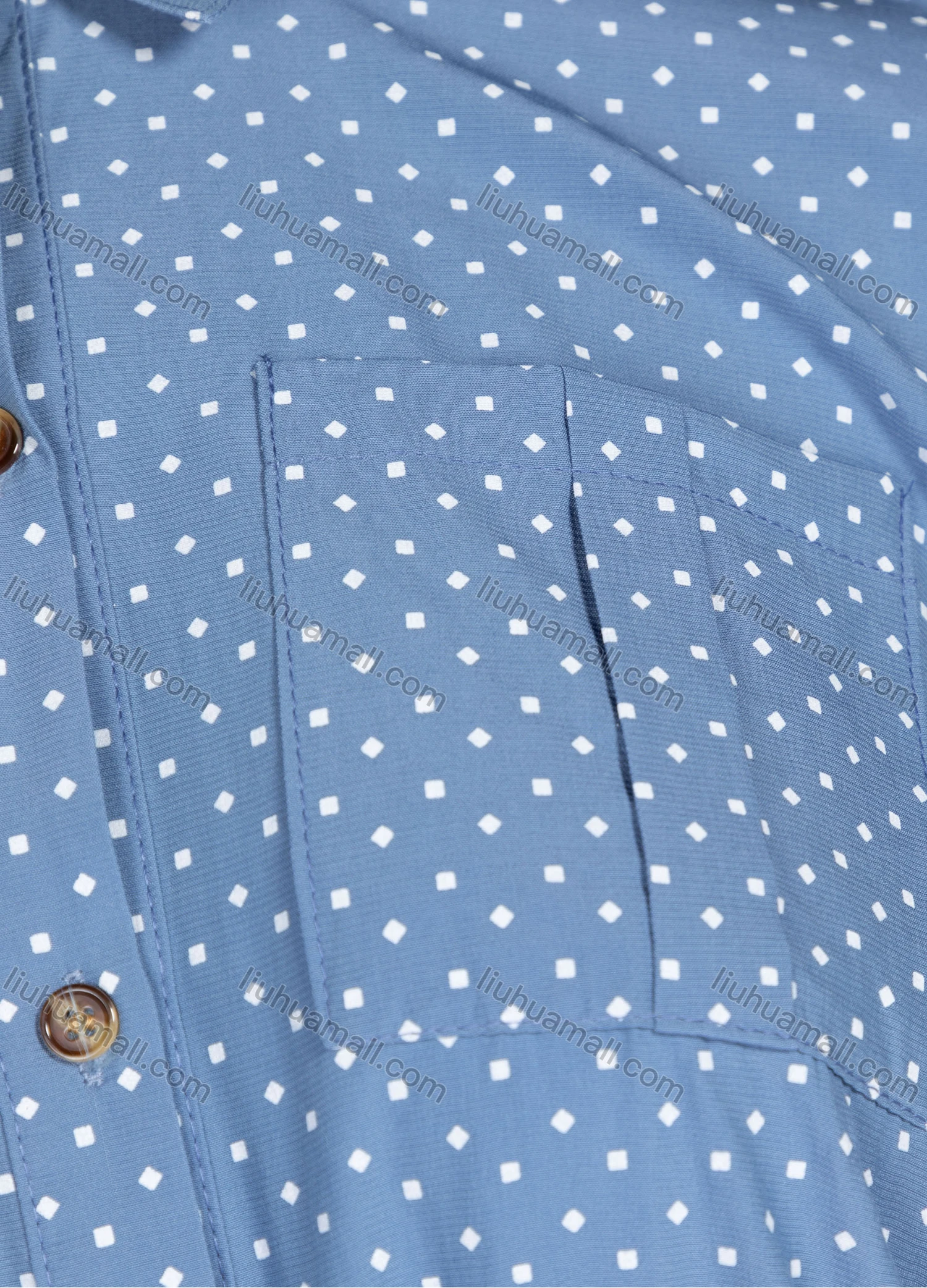 Wholesale Women's Casual Pin Dot Collared Buttons Down Long Sleeve Patch Pockets Short Shirt Dress With Belt T70117# - Liuhuamall
