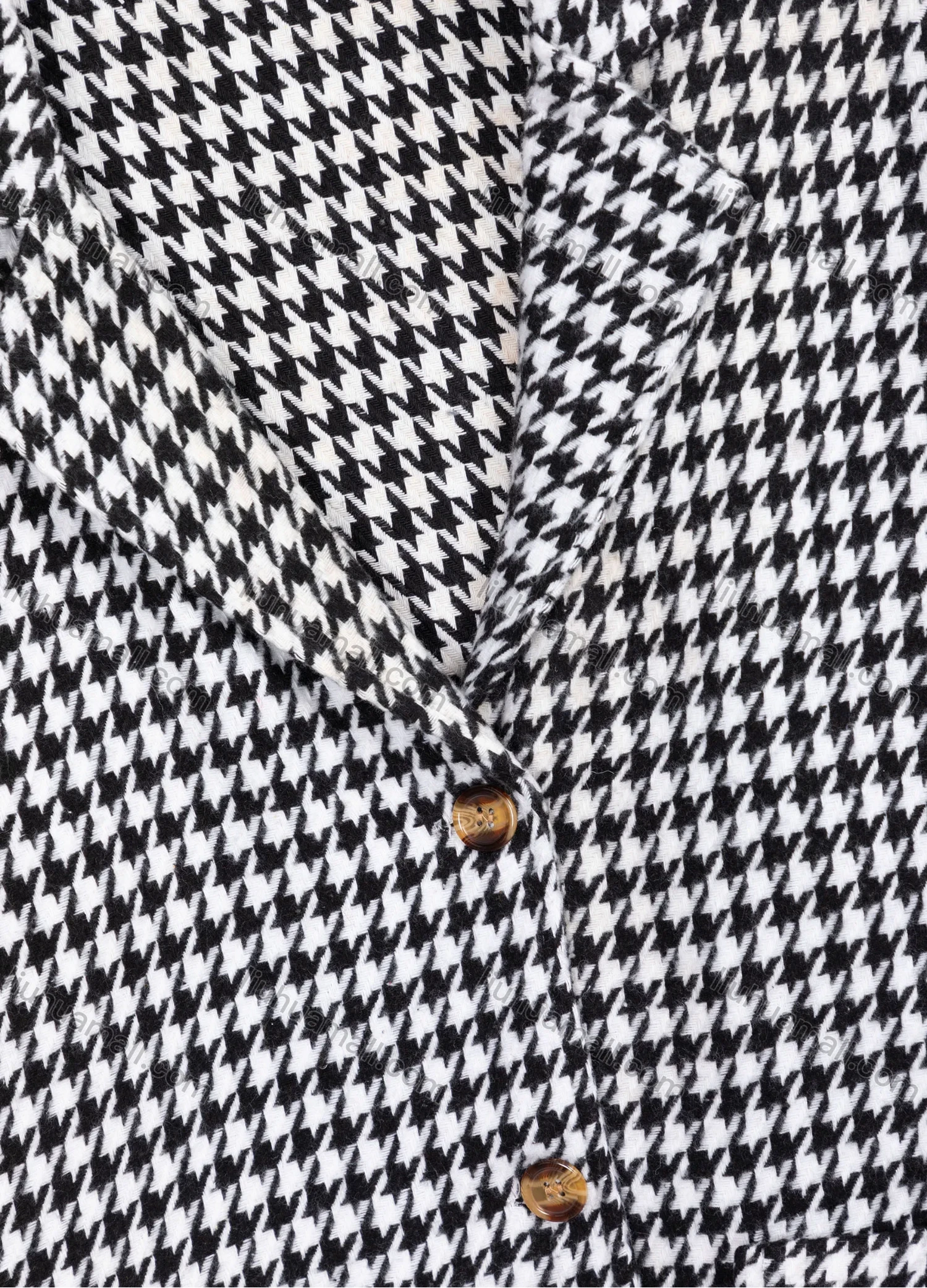 Wholesale Women's Casual Houndstooth Print Lapel Long Sleeve Buttons Down Flap Pockets Shirt Jacket 6105# - Liuhuamall