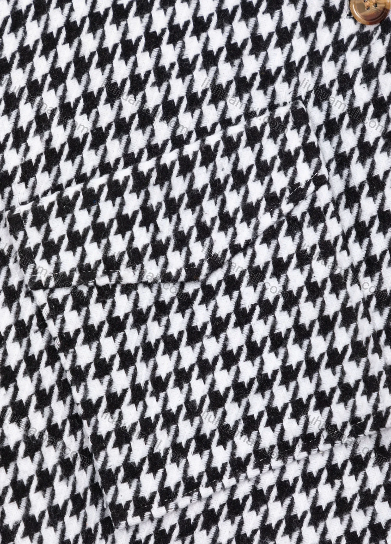 Wholesale Women's Casual Houndstooth Print Lapel Long Sleeve Buttons Down Flap Pockets Shirt Jacket 6105# - Liuhuamall