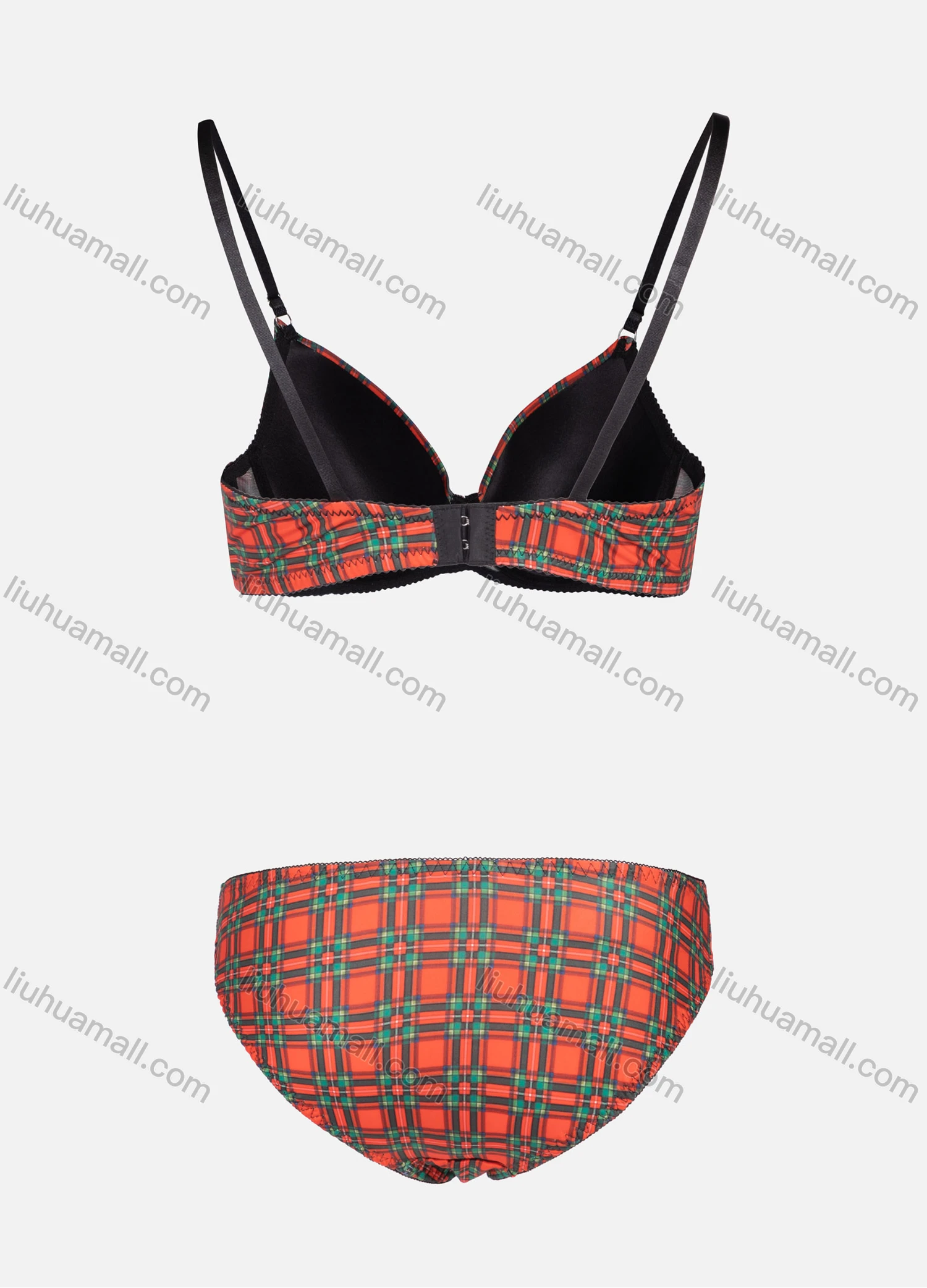 Wholesale Women's Plaid Print Adjustable Straps Bra & Pantie 2 Piece Set A3142# - Liuhuamall
