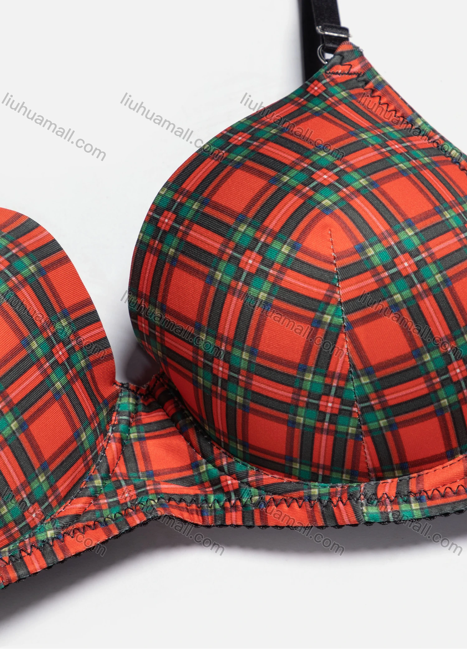 Wholesale Women's Plaid Print Adjustable Straps Bra & Pantie 2 Piece Set A3142# - Liuhuamall
