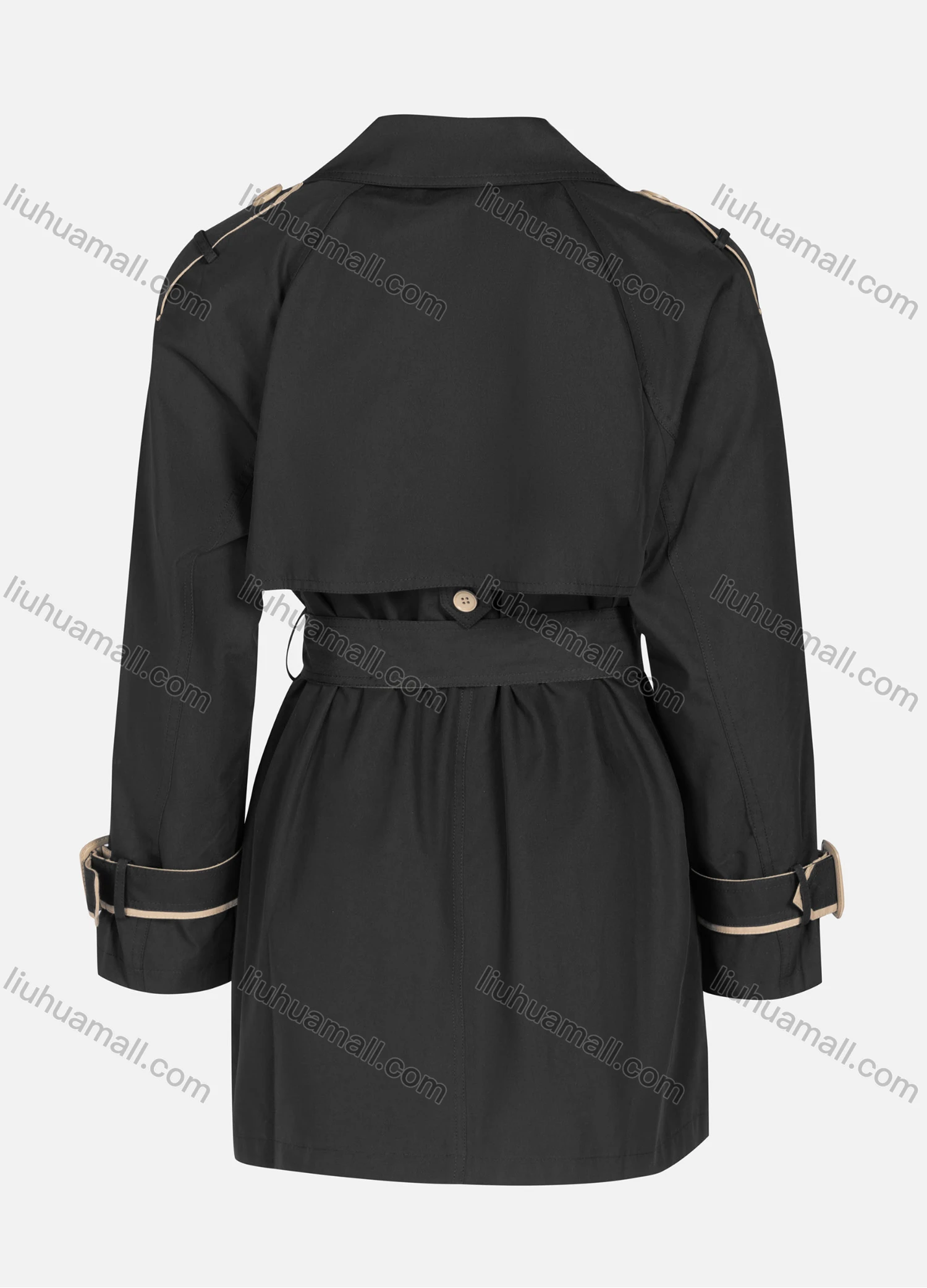Wholesale Women's Casual Plain Lapel Button Closure Long Sleeve Trench Coat With Belt - Liuhuamall