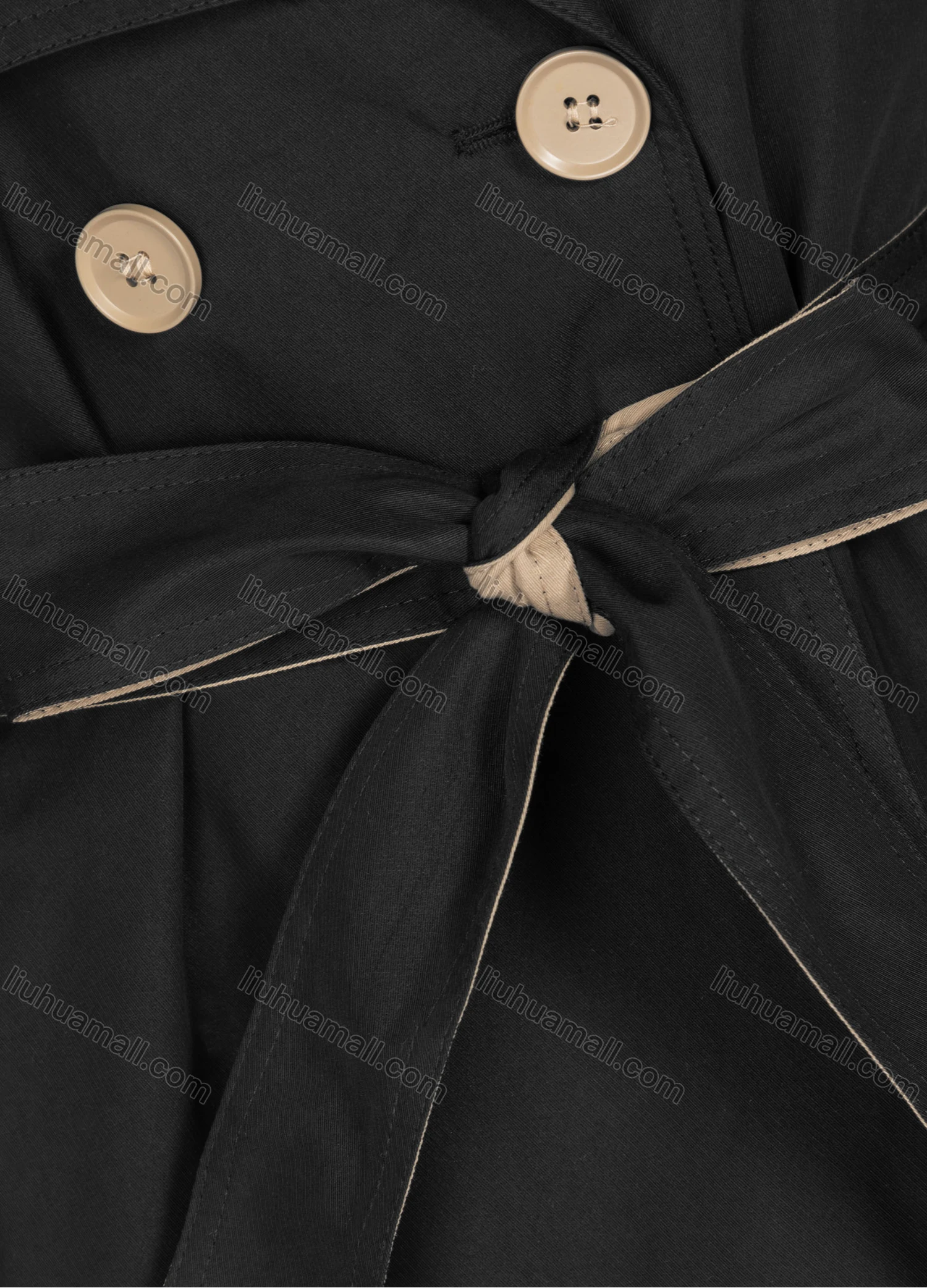 Wholesale Women's Casual Plain Lapel Button Closure Long Sleeve Trench Coat With Belt - Liuhuamall