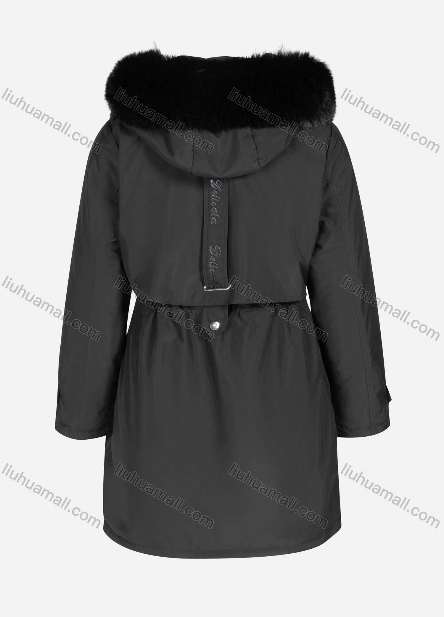 Wholesale Women's Casual Plain Long Sleeve Drawstring Fluffy Hooded Parka - Liuhuamall