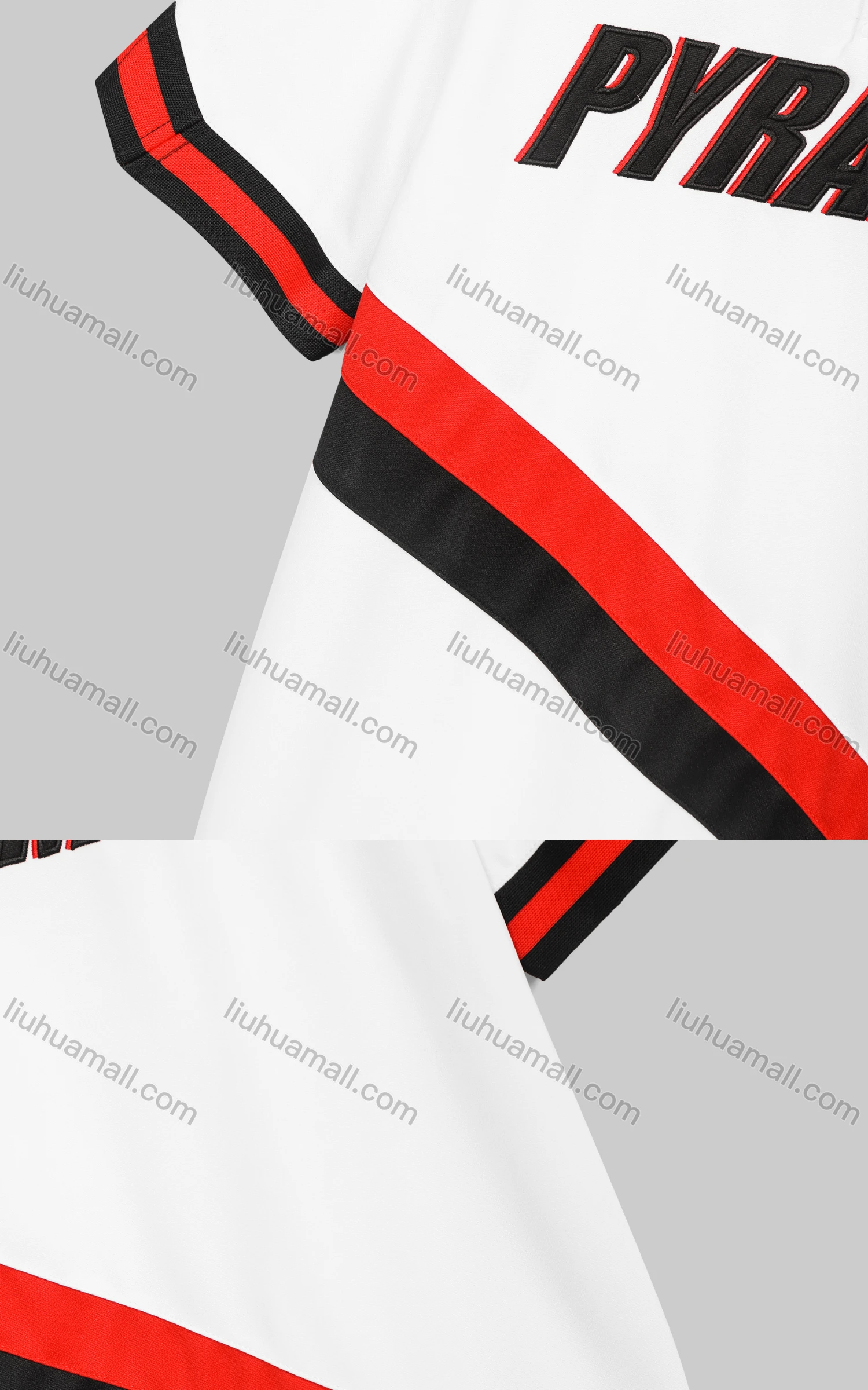 Wholesale Men's Sporty Striped Letter Collared Button Front Short Sleeve Polo-shirt - Liuhuamall