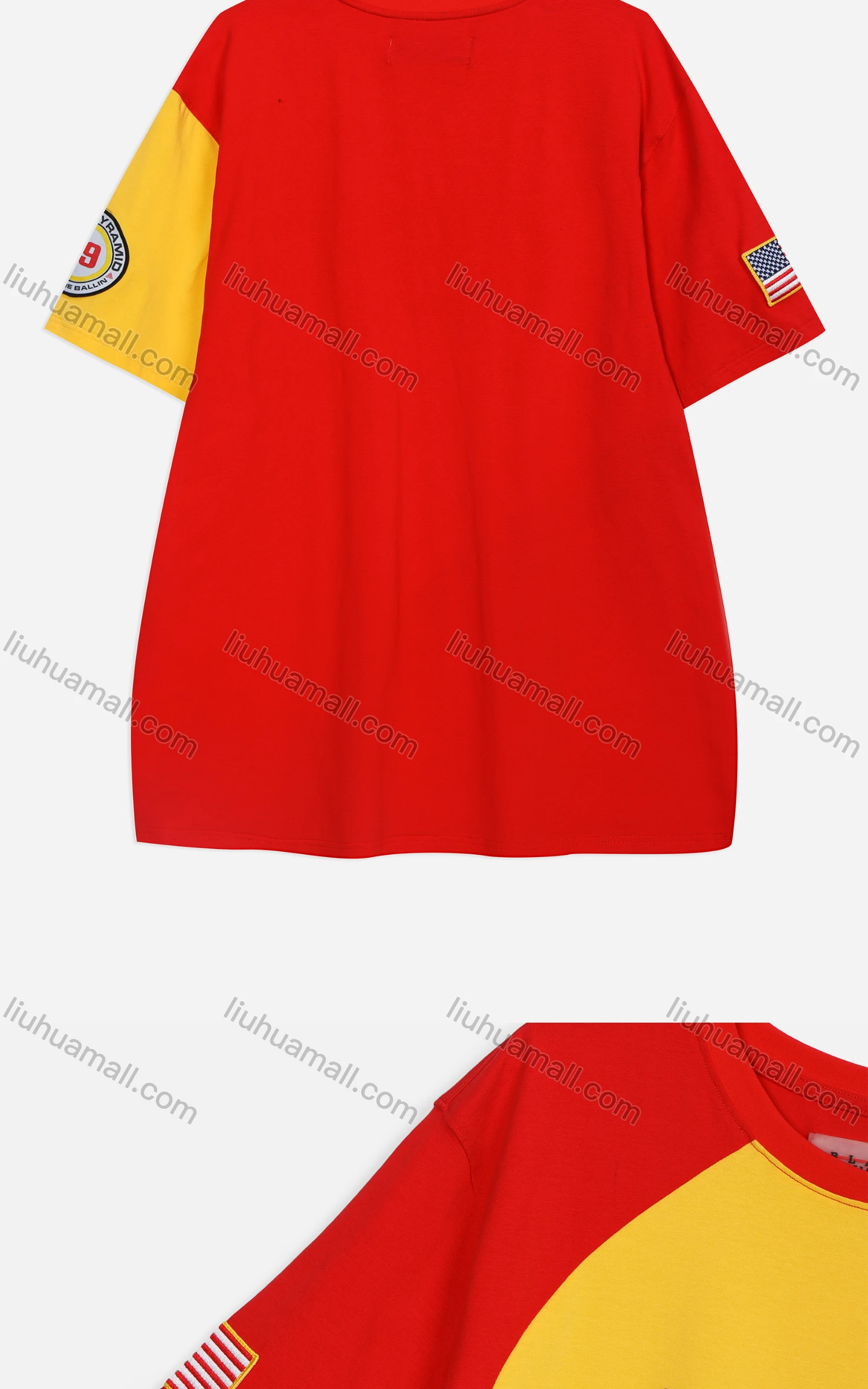 Wholesale Men's Casual Colorblock Flag Crew Neck Short Sleeve Tee - Liuhuamall