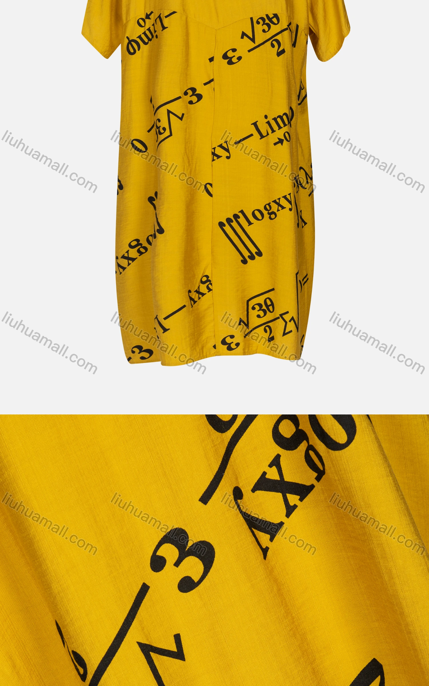 Wholesale Women's Casual Crew Neck Short Sleeve Formula Print Dress 2012# - Liuhuamall