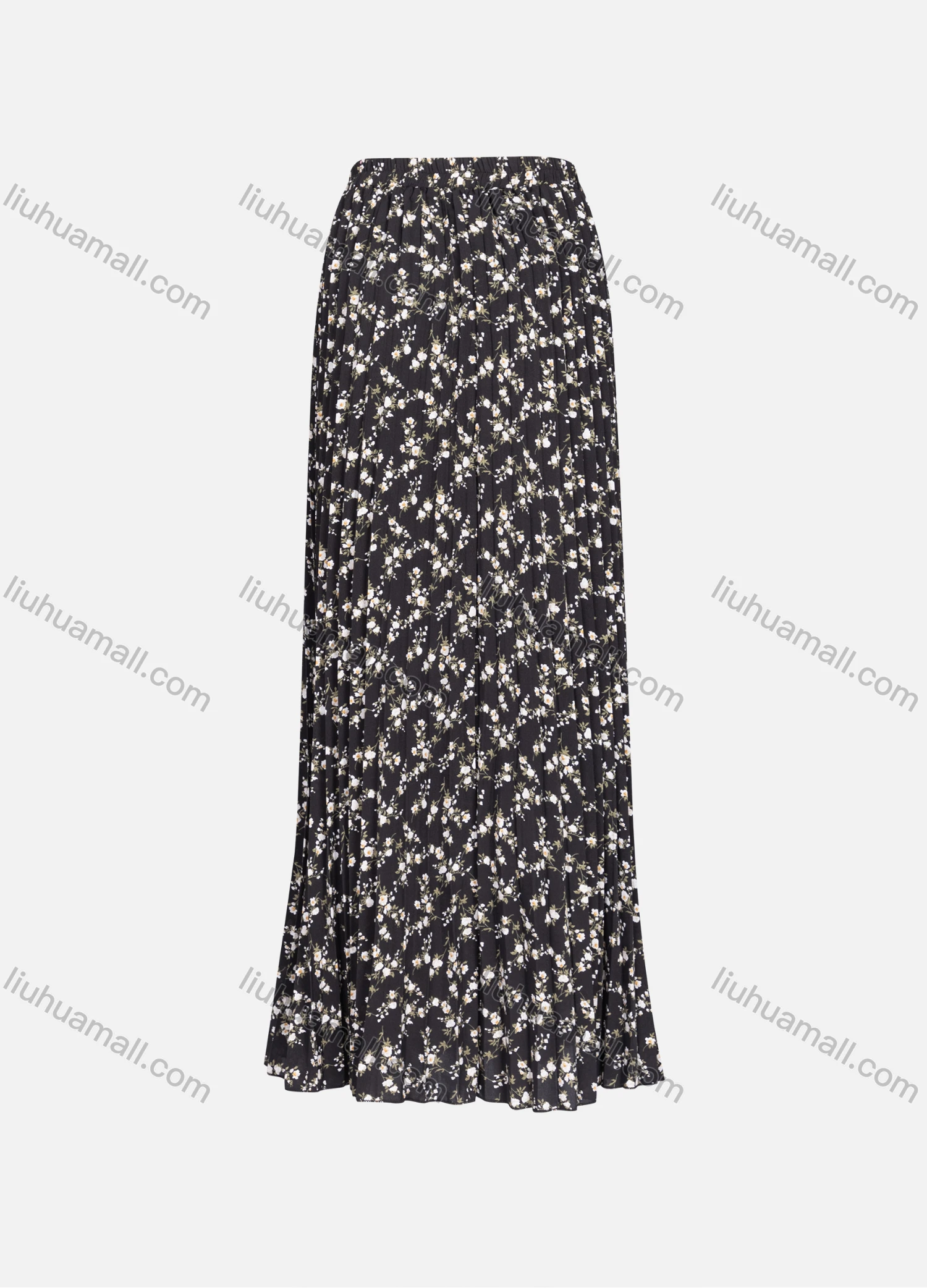 Wholesale Women's Casual Allover Print High Waist Pleated Ruffle Hem Maxi Skirts 98002# - Liuhuamall